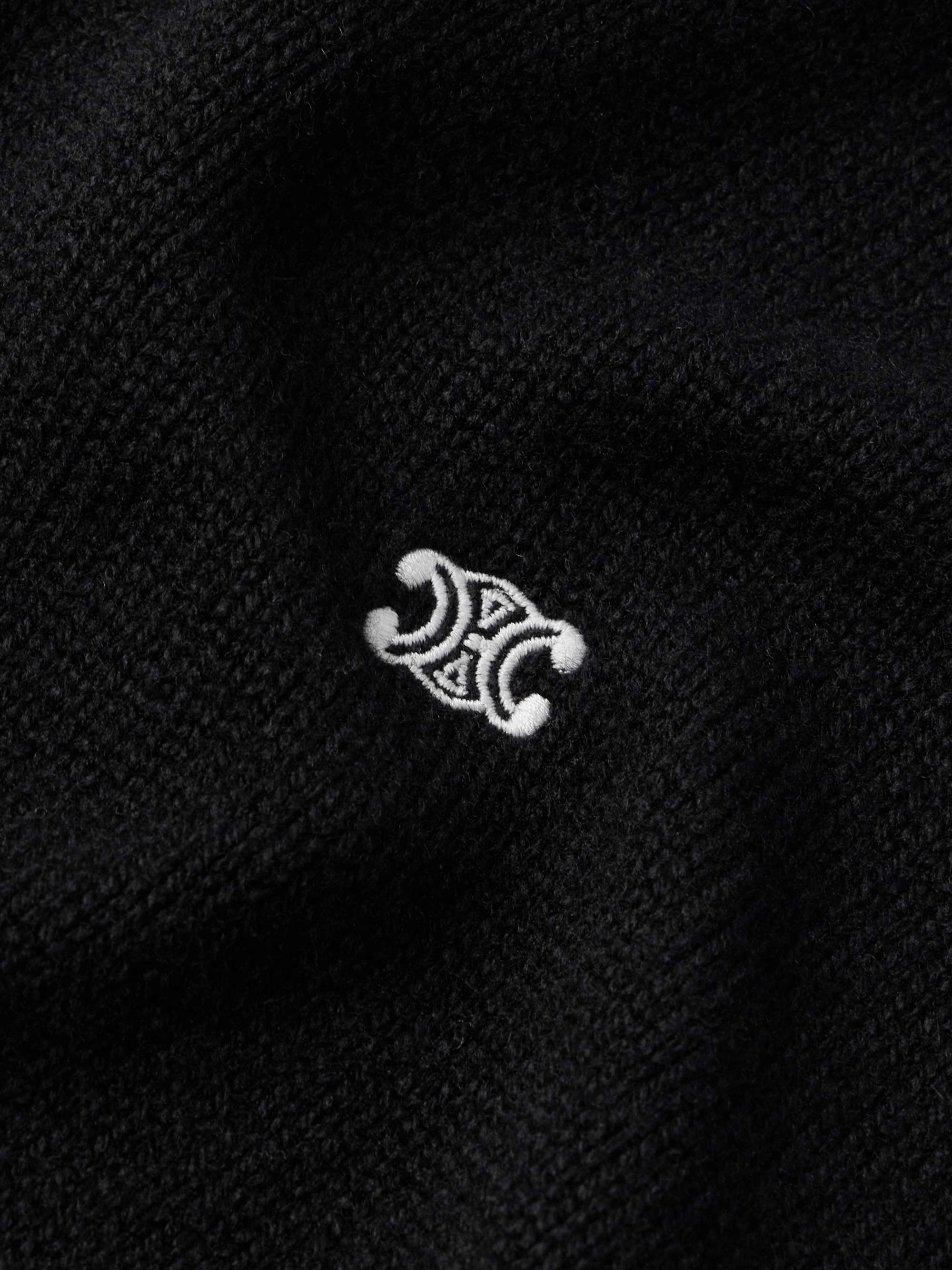 Logo-Embroidered Knitted Wool and Cashmere-Blend Hoodie view