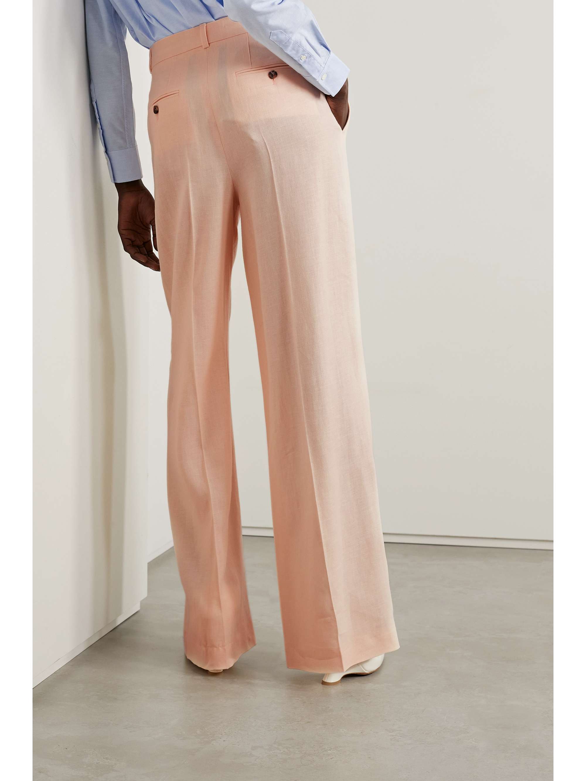 Nyack pleated linen and wool-blend wide-leg pants view