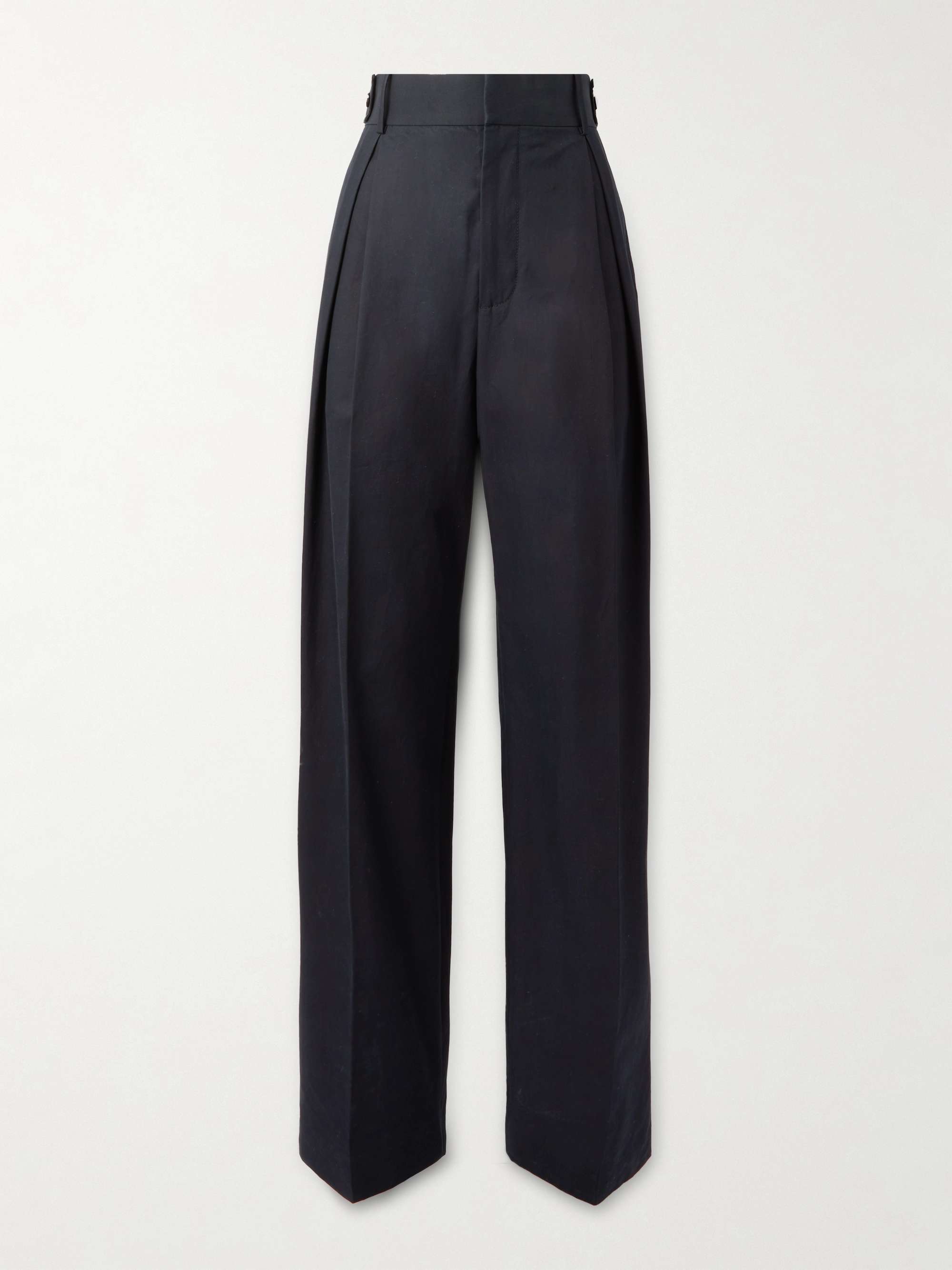 Pleated cotton-twill wide-leg pants view