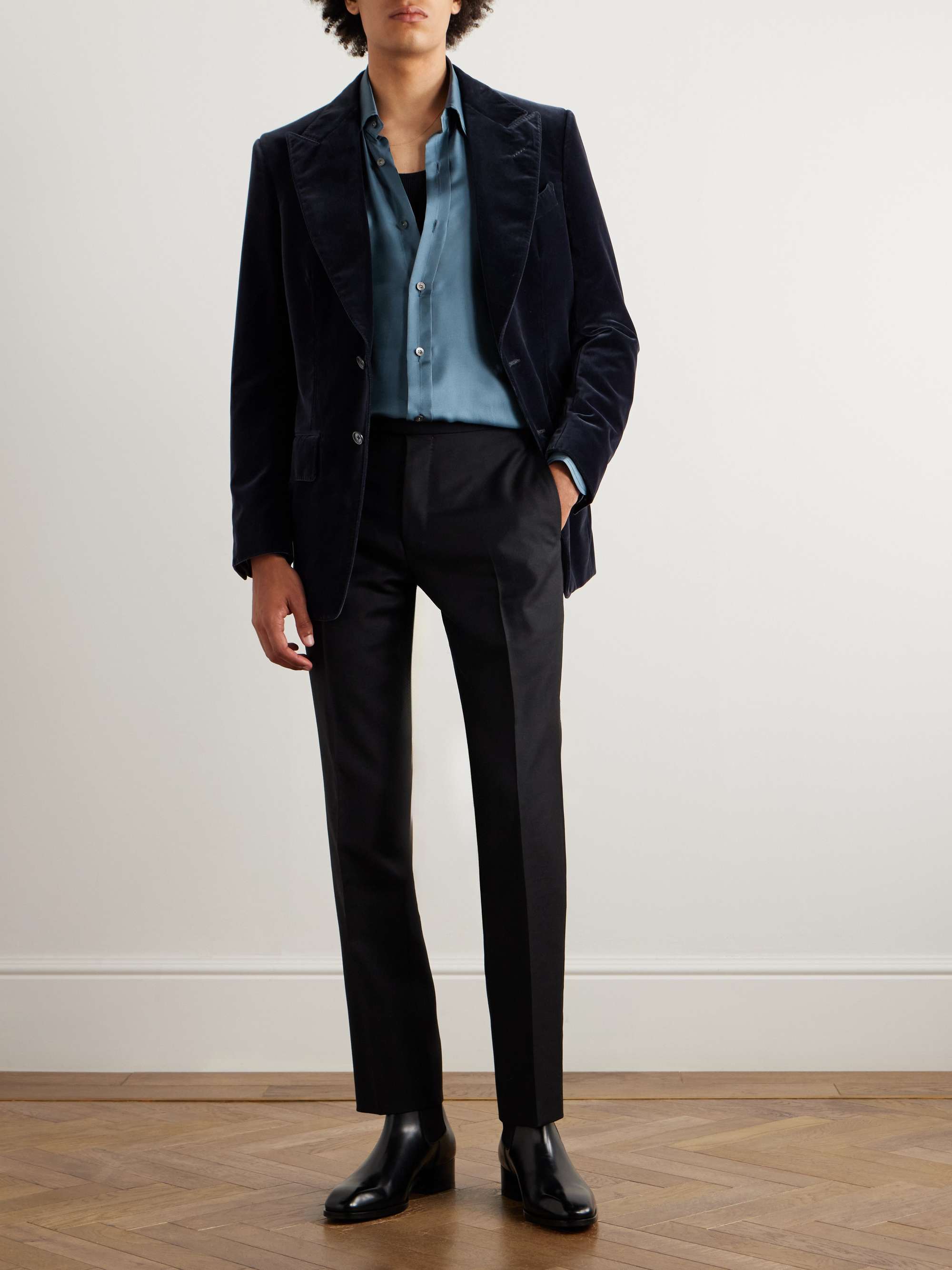 Slim-Fit Washed Silk-Twill Shirt view