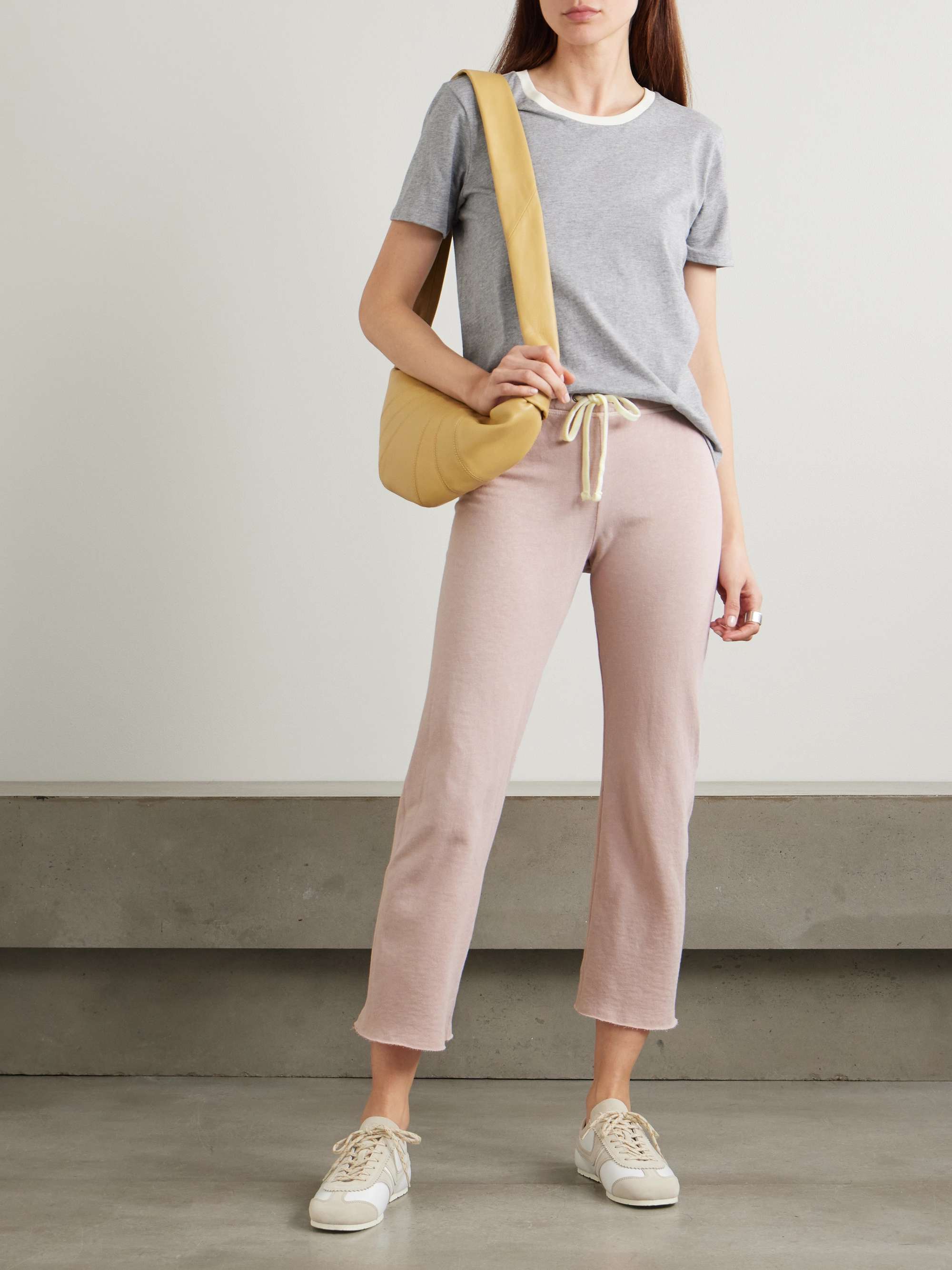 Cropped cotton-terry track pants view