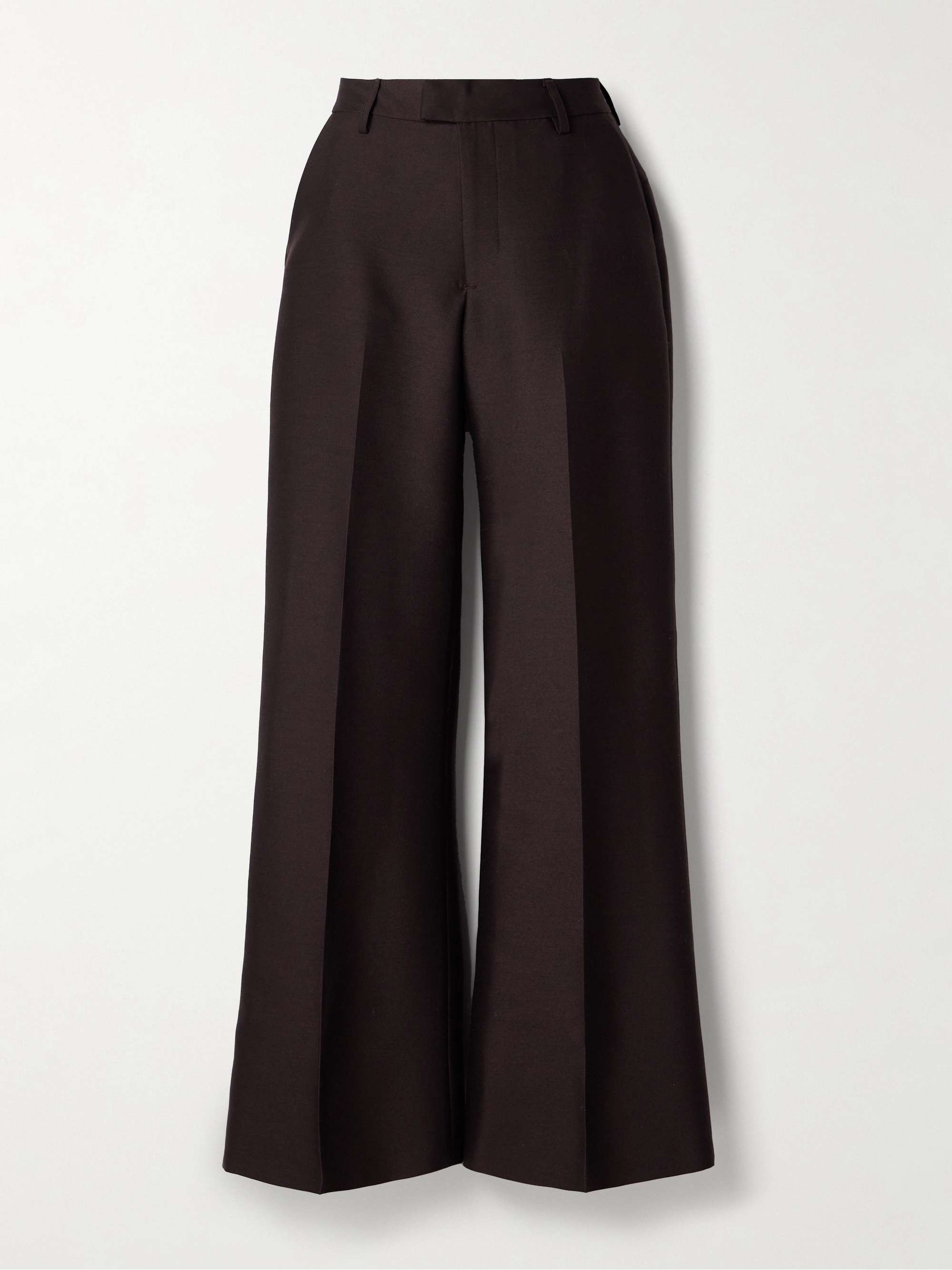 Athena wool and silk-blend twill wide-leg pants view