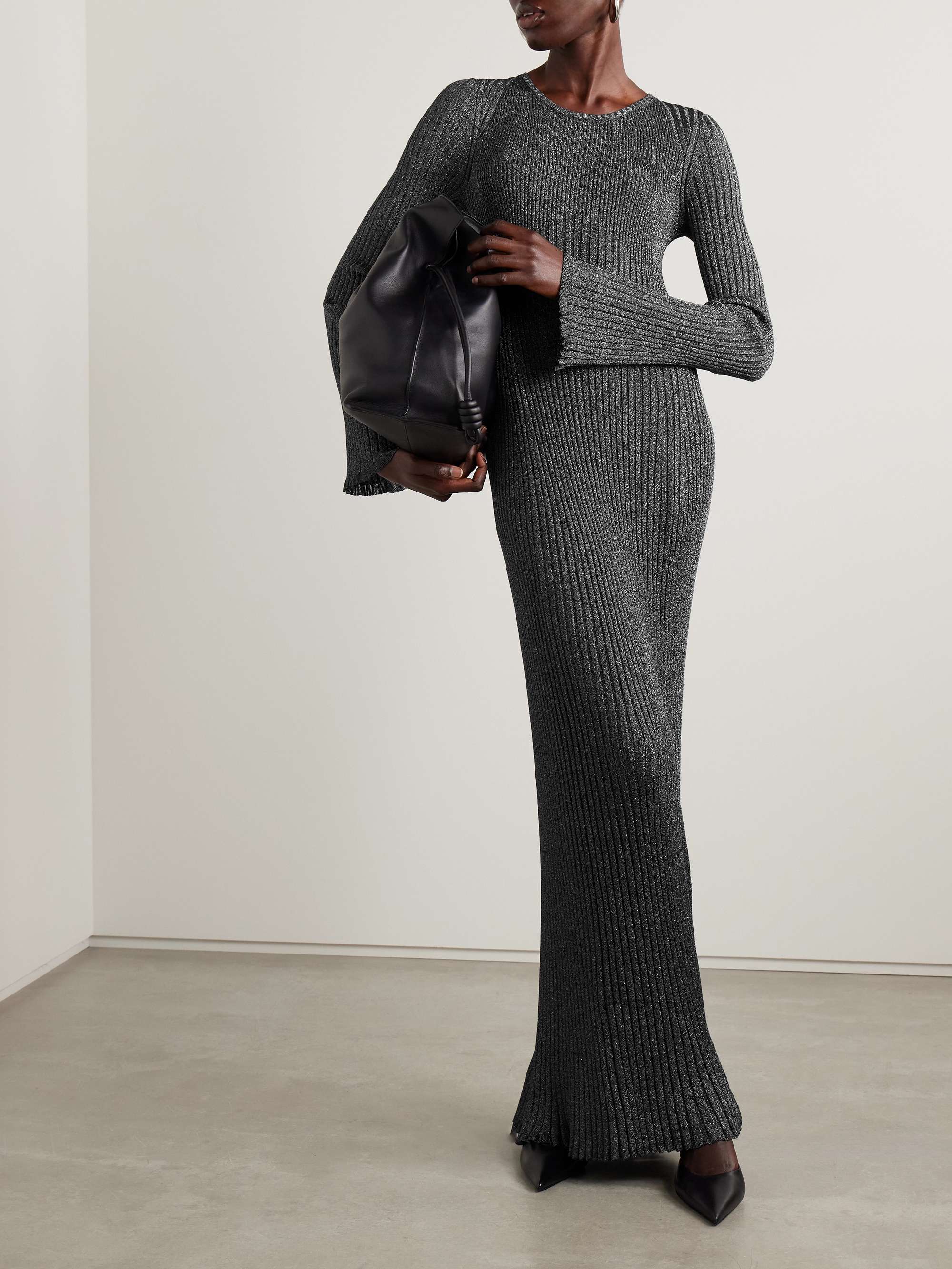 Joni metallic ribbed-knit maxi dress view