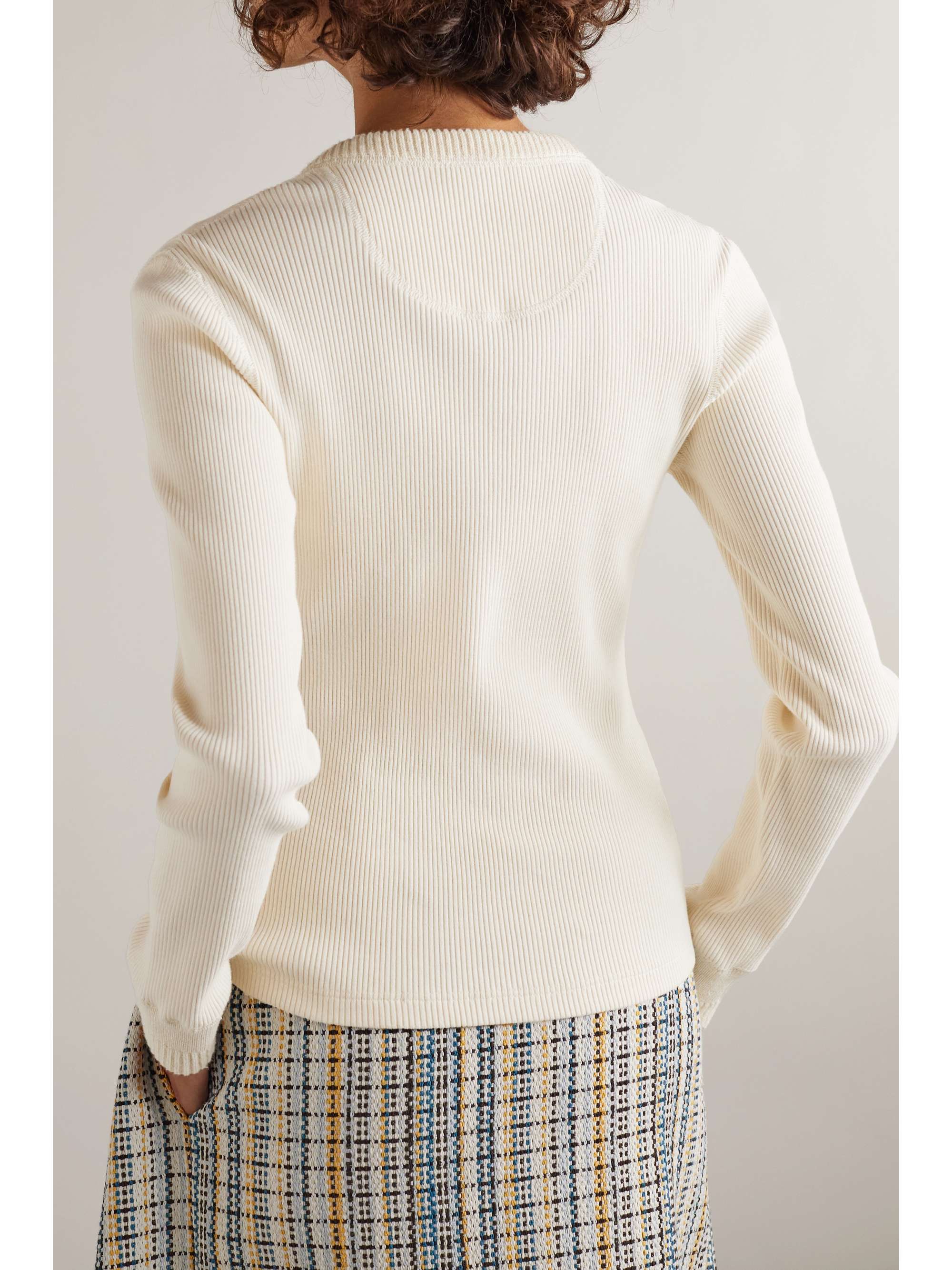Ribbed stretch-cotton Henley top view