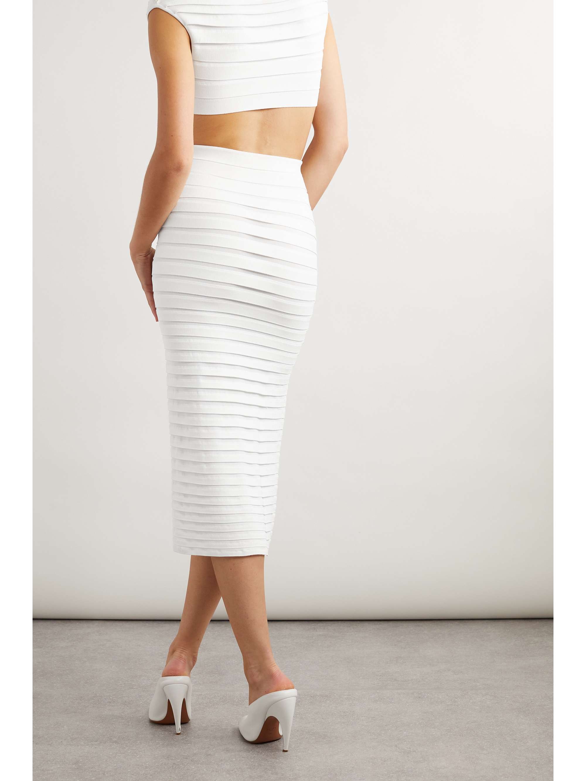 Layered stretch-knit midi skirt view