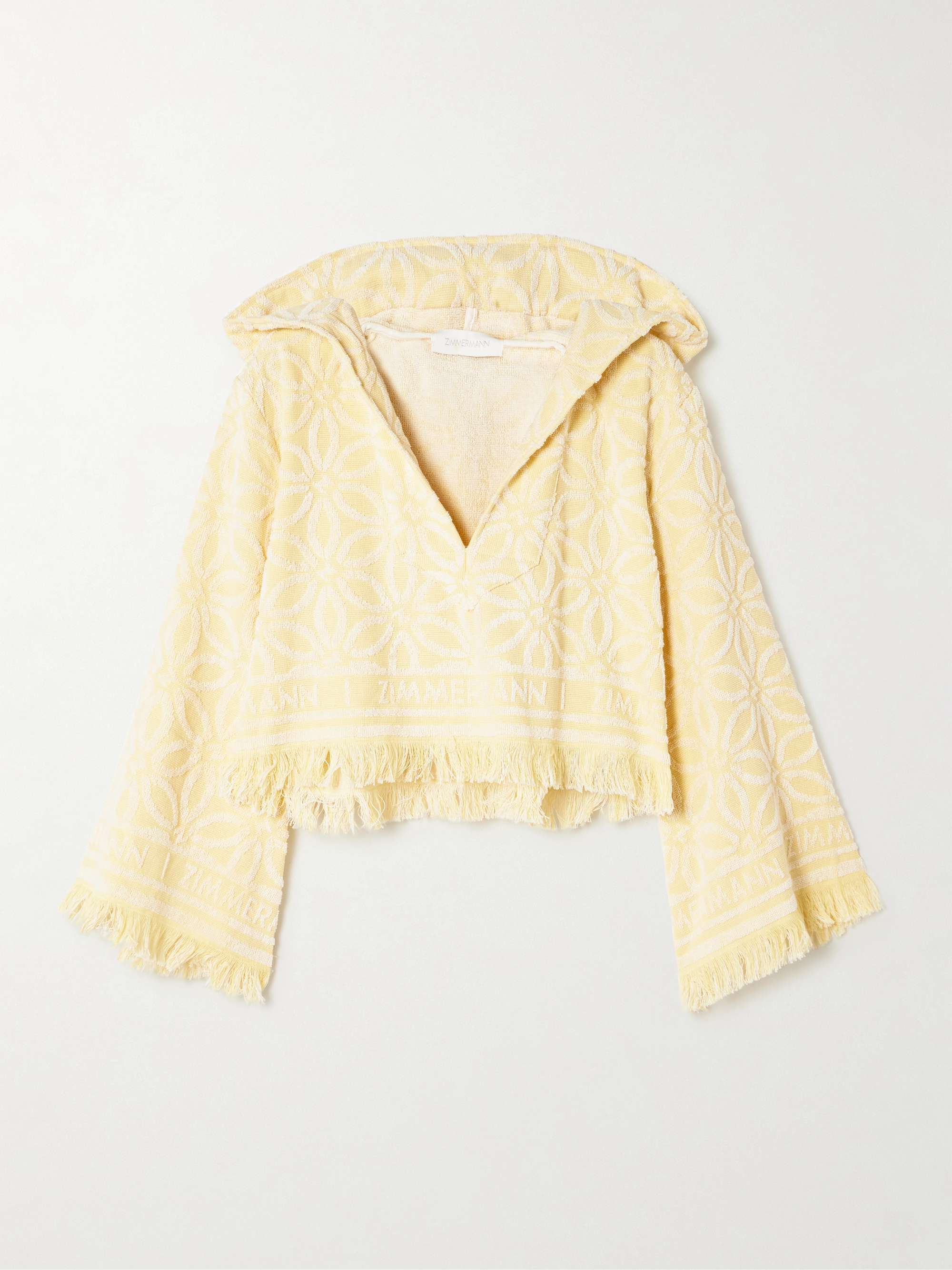 Coco Towelling crocheted cotton hooded top view