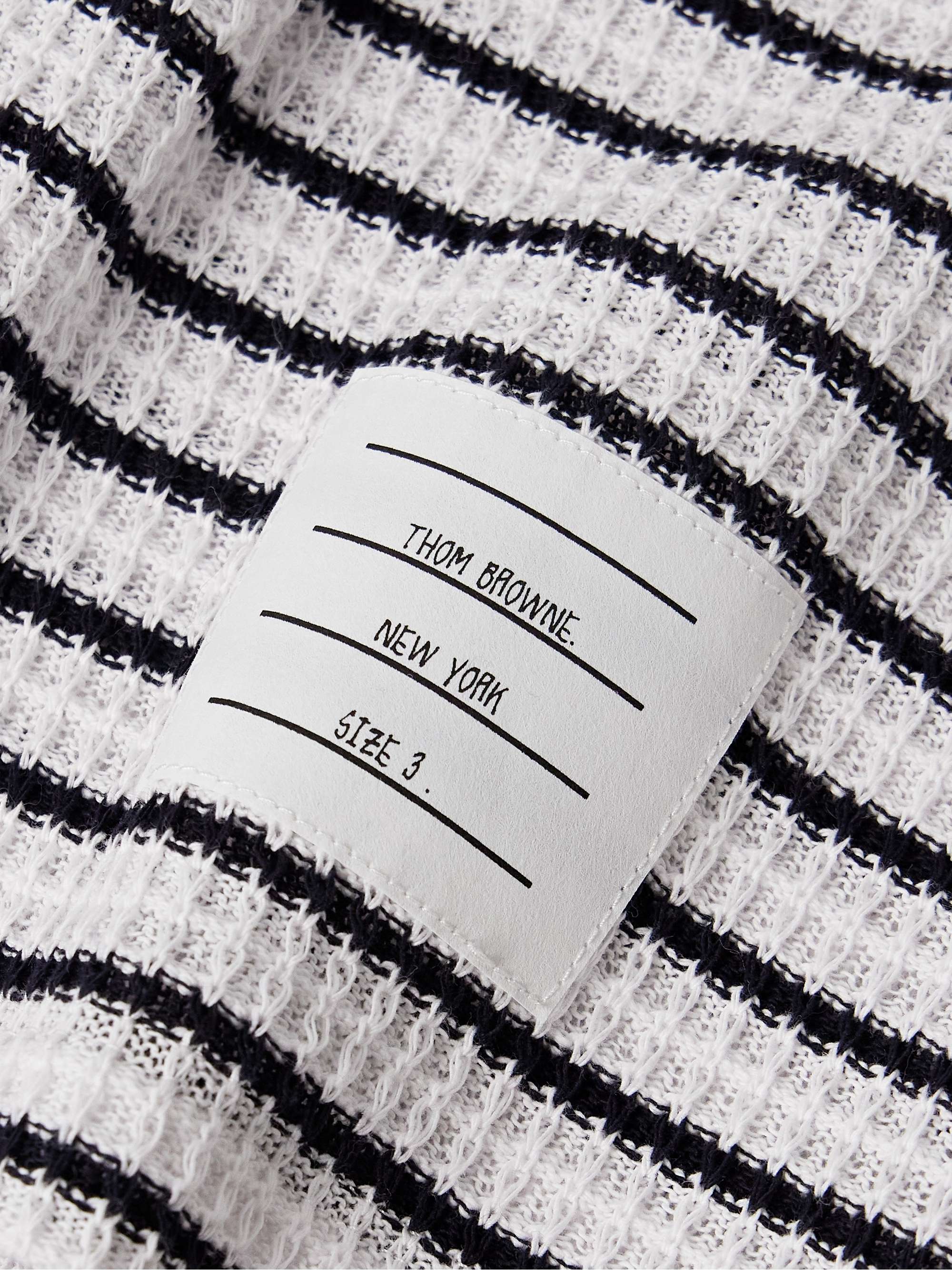 Logo-Appliqued Striped Waffle-Knitted Cotton T-Shirt view