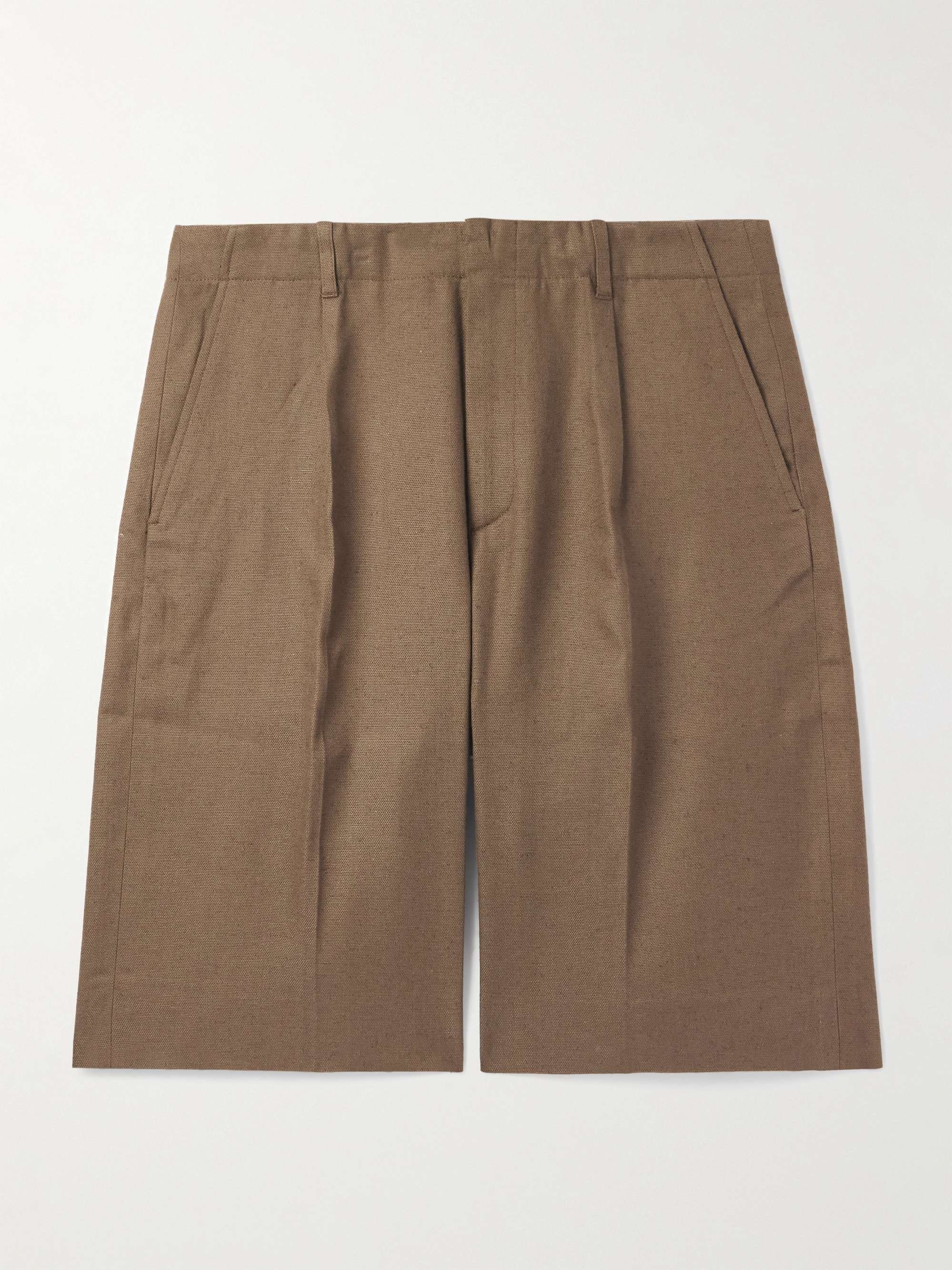 Borrowed Straight-Leg Pleated Cotton Shorts view
