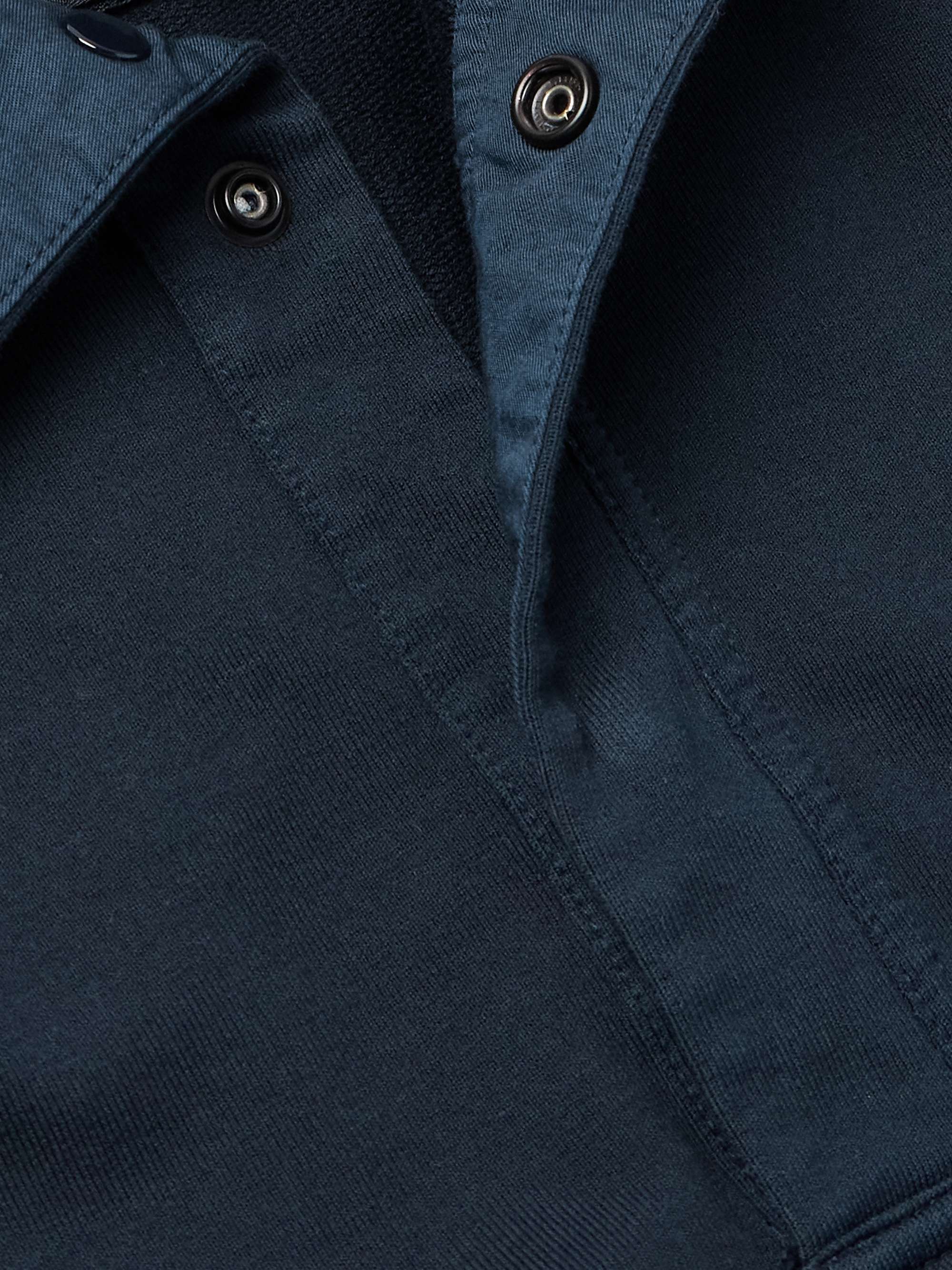 Ghost Logo-Appliquéd Garment-Dyed Cotton-Blend Jersey Half-Placket Sweatshirt view