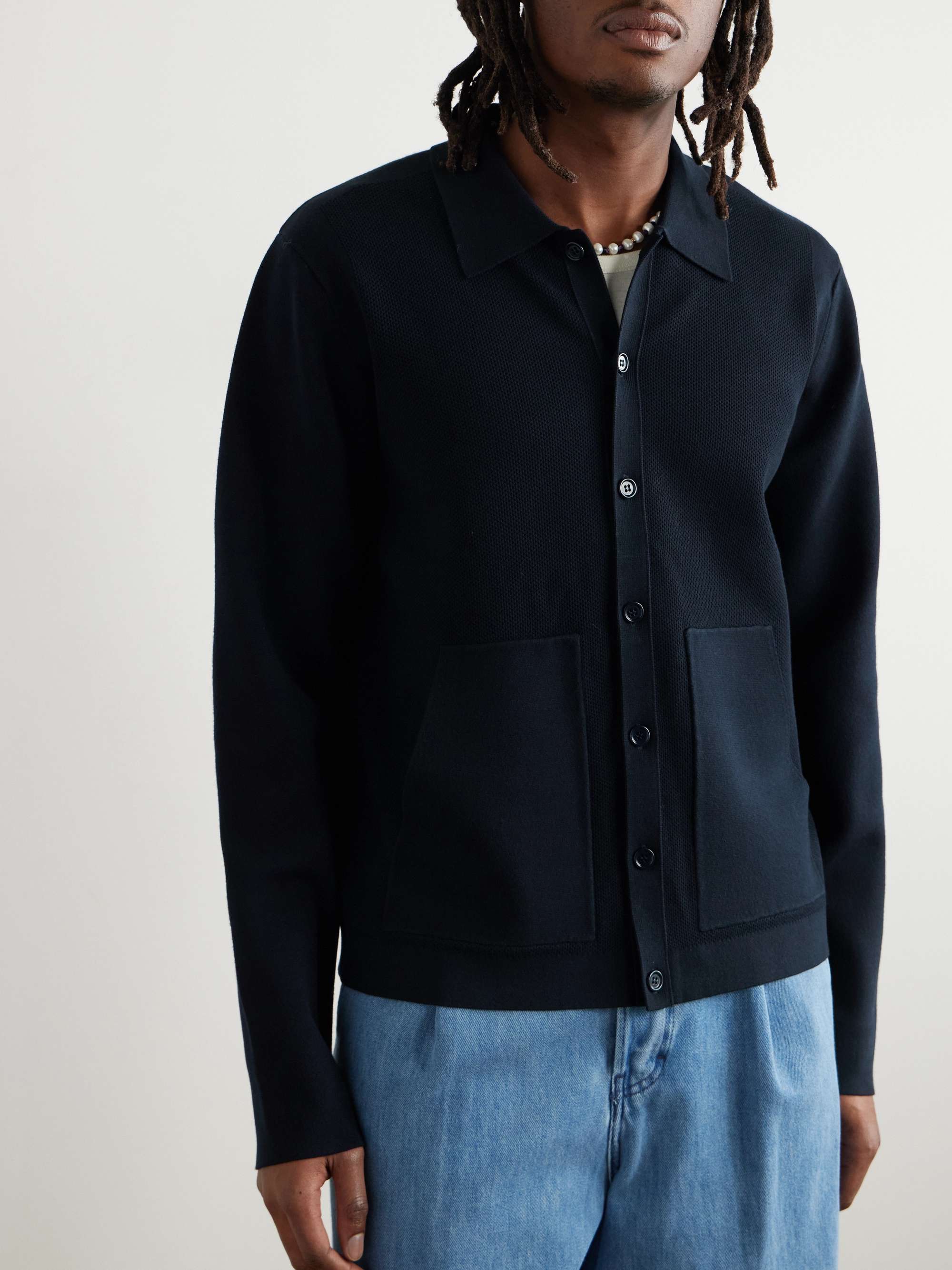 Slim-Fit Waffle-Knit Cardigan view