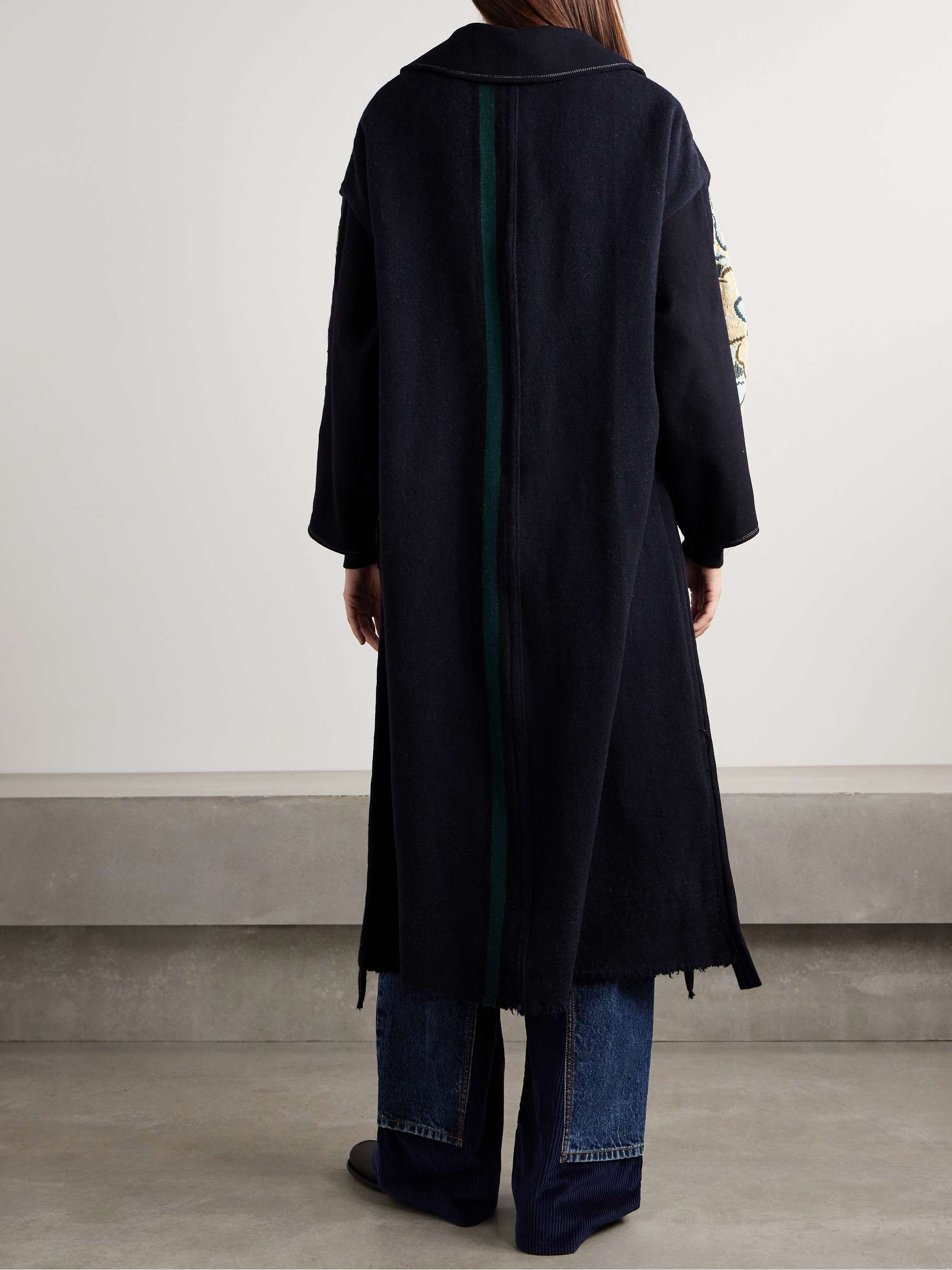 Crosby jacquard-trimmed wool coat view
