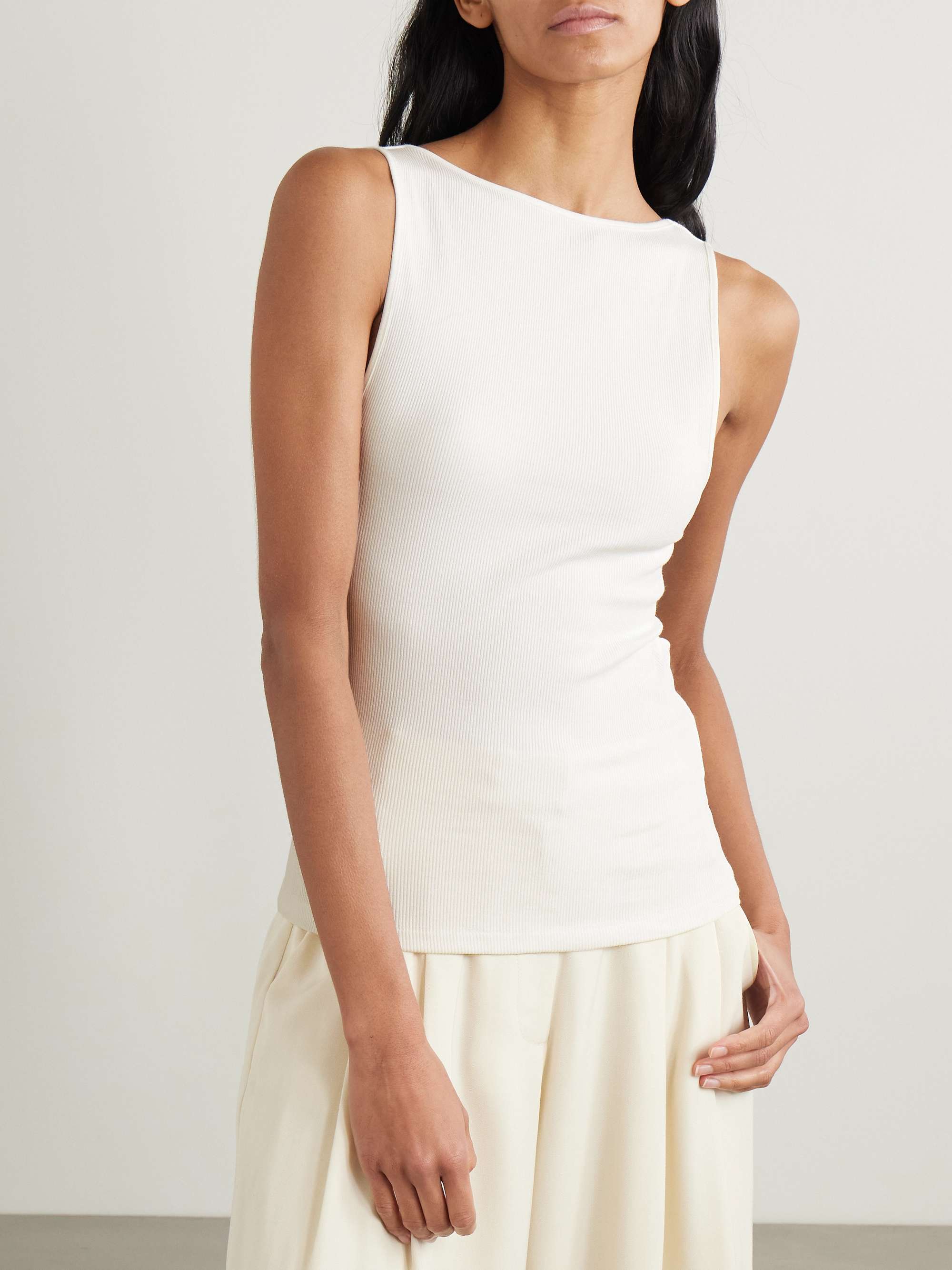 Open-back ribbed stretch organic cotton-jersey tank view