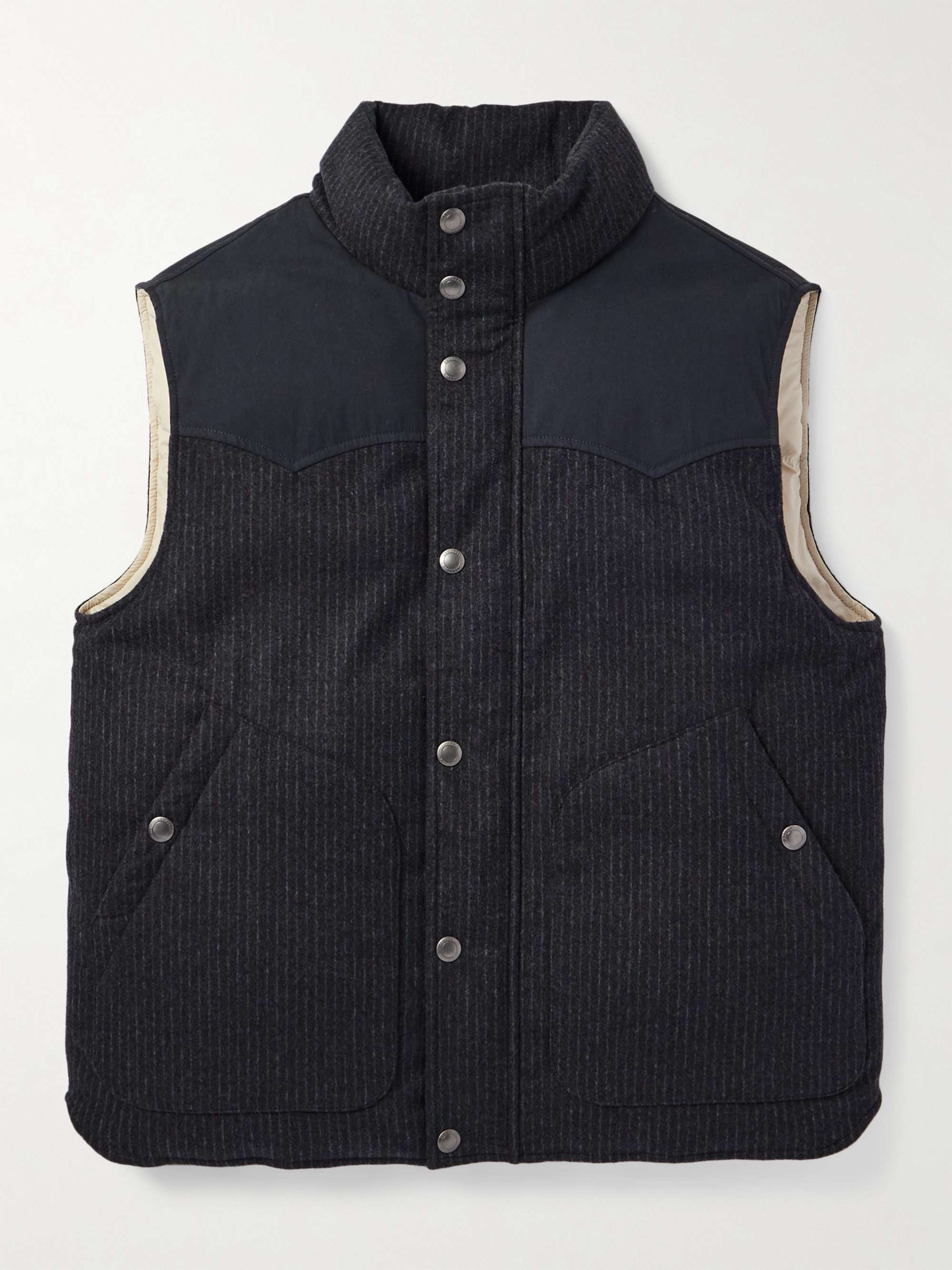 Pinstriped Wool and Cashmere-Blend Padded Down Gilet view