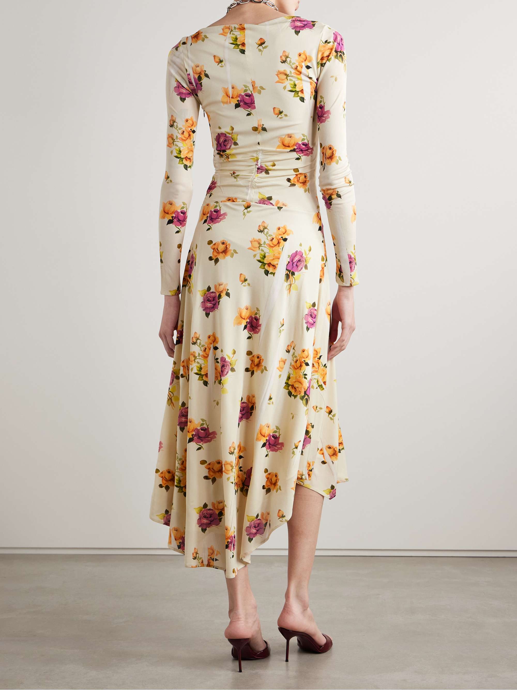 Asymmetric floral-print crepe dress view