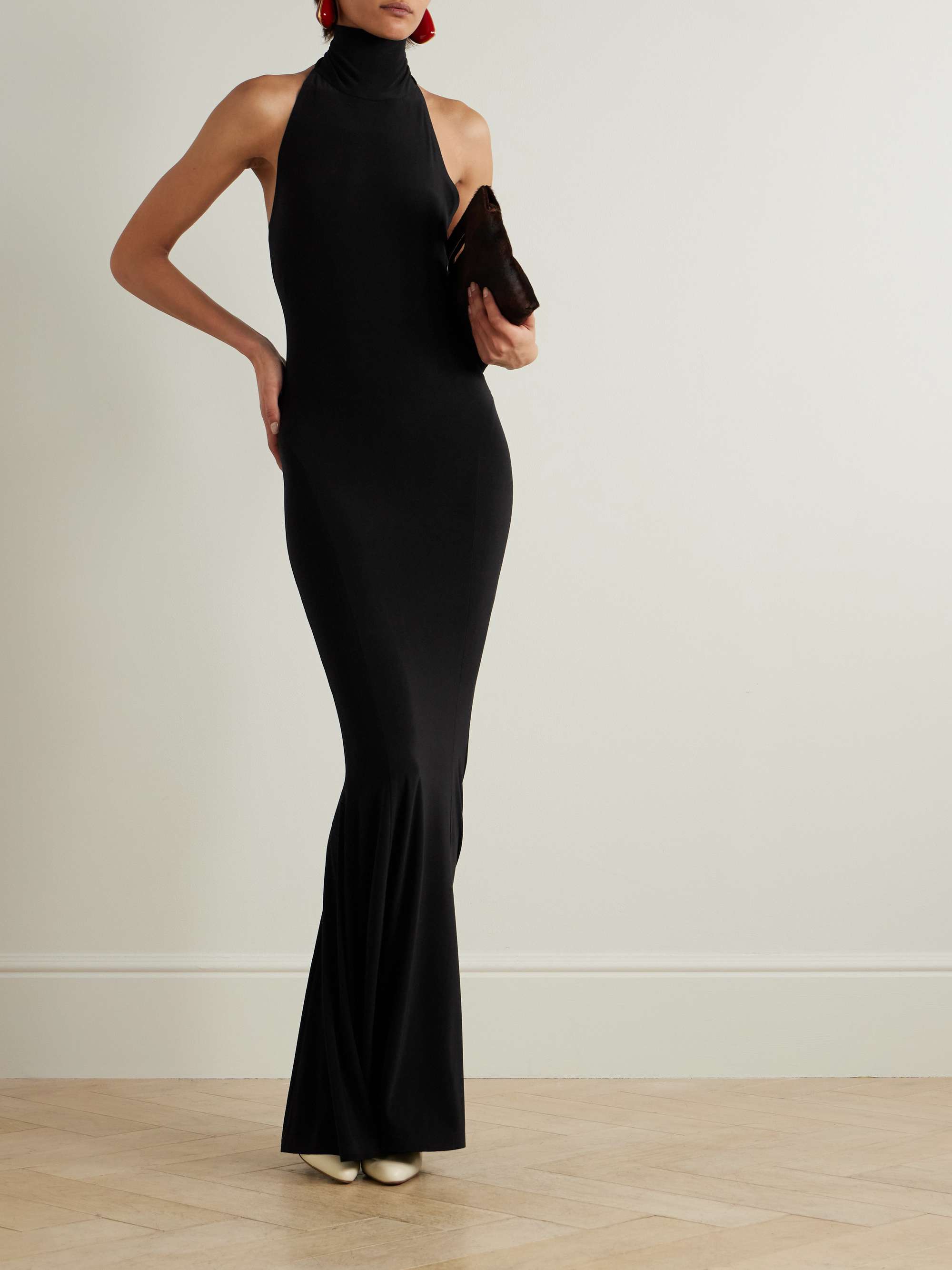 Stretch-jersey halterneck gown view