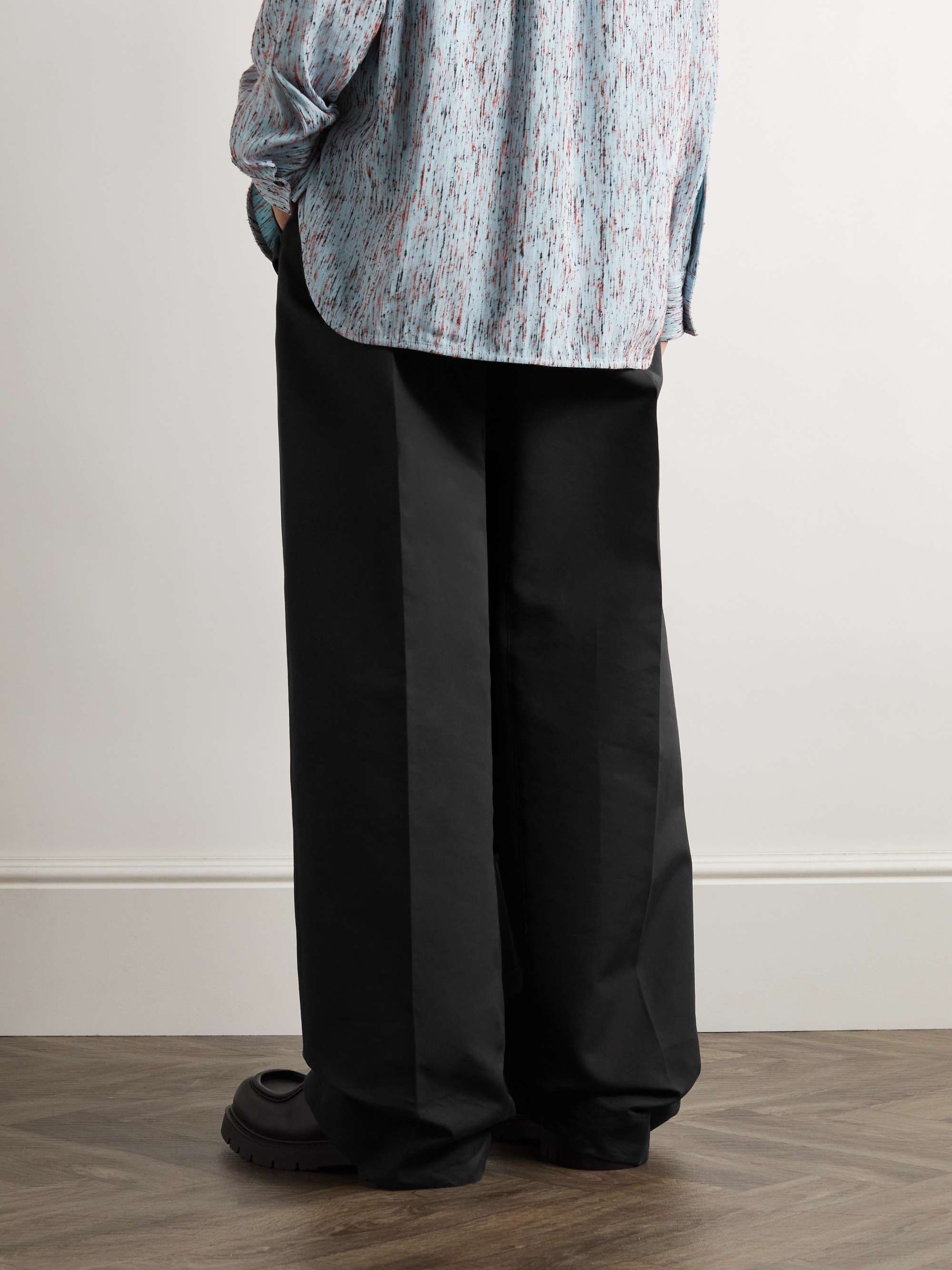 Wide-Leg Layered Cotton Trousers view