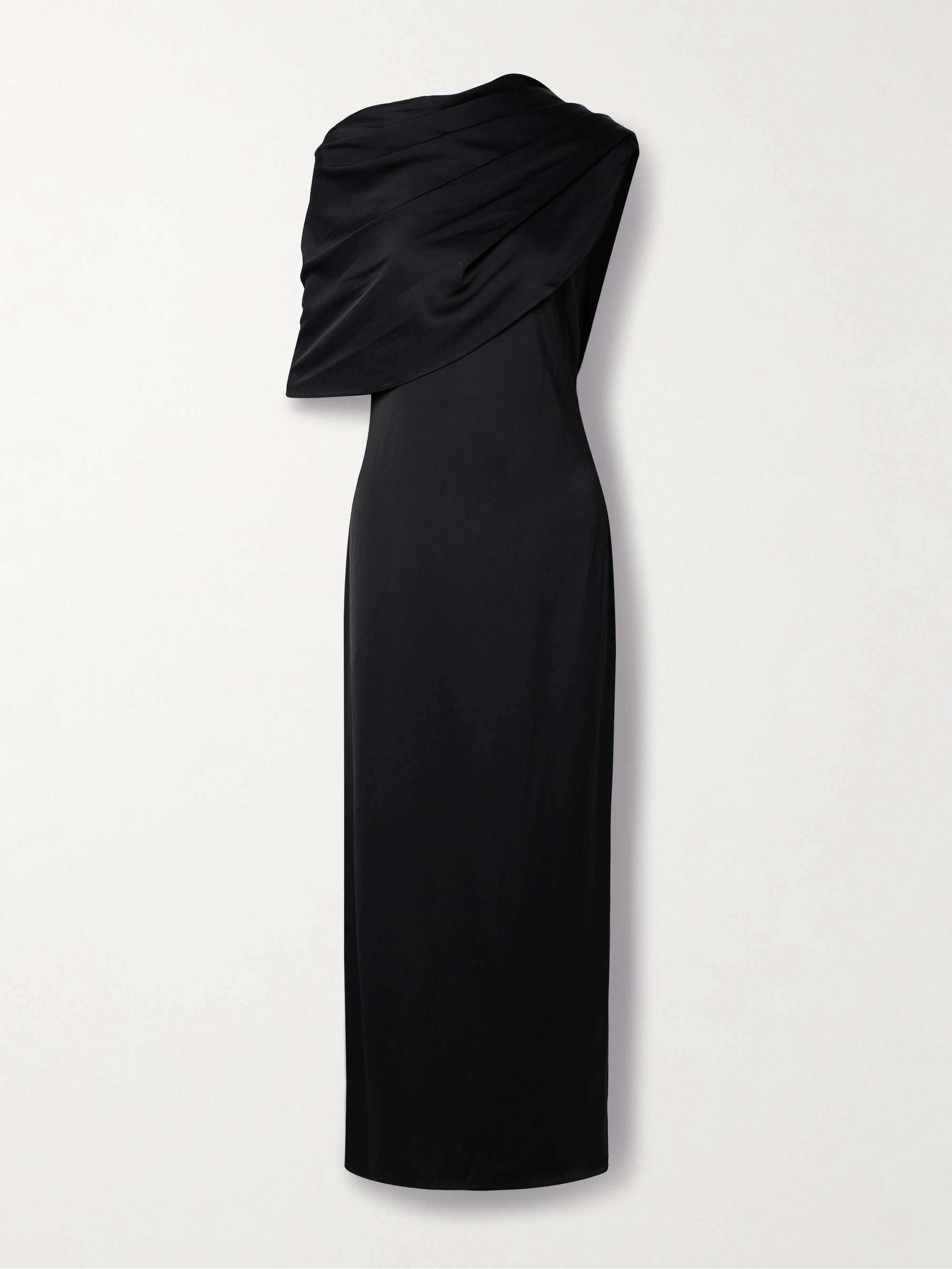 Draped wool-blend satin maxi dress view