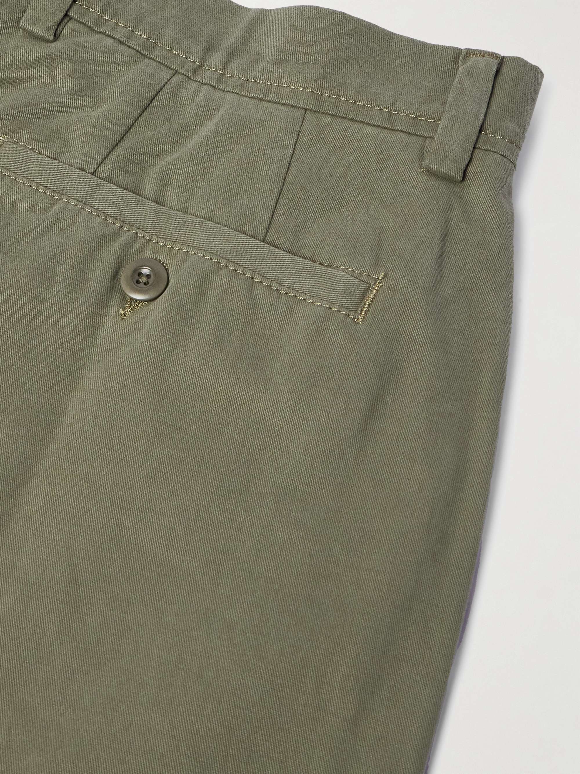 Straight-Leg Garment-Dyed Cotton-Twill Trousers view