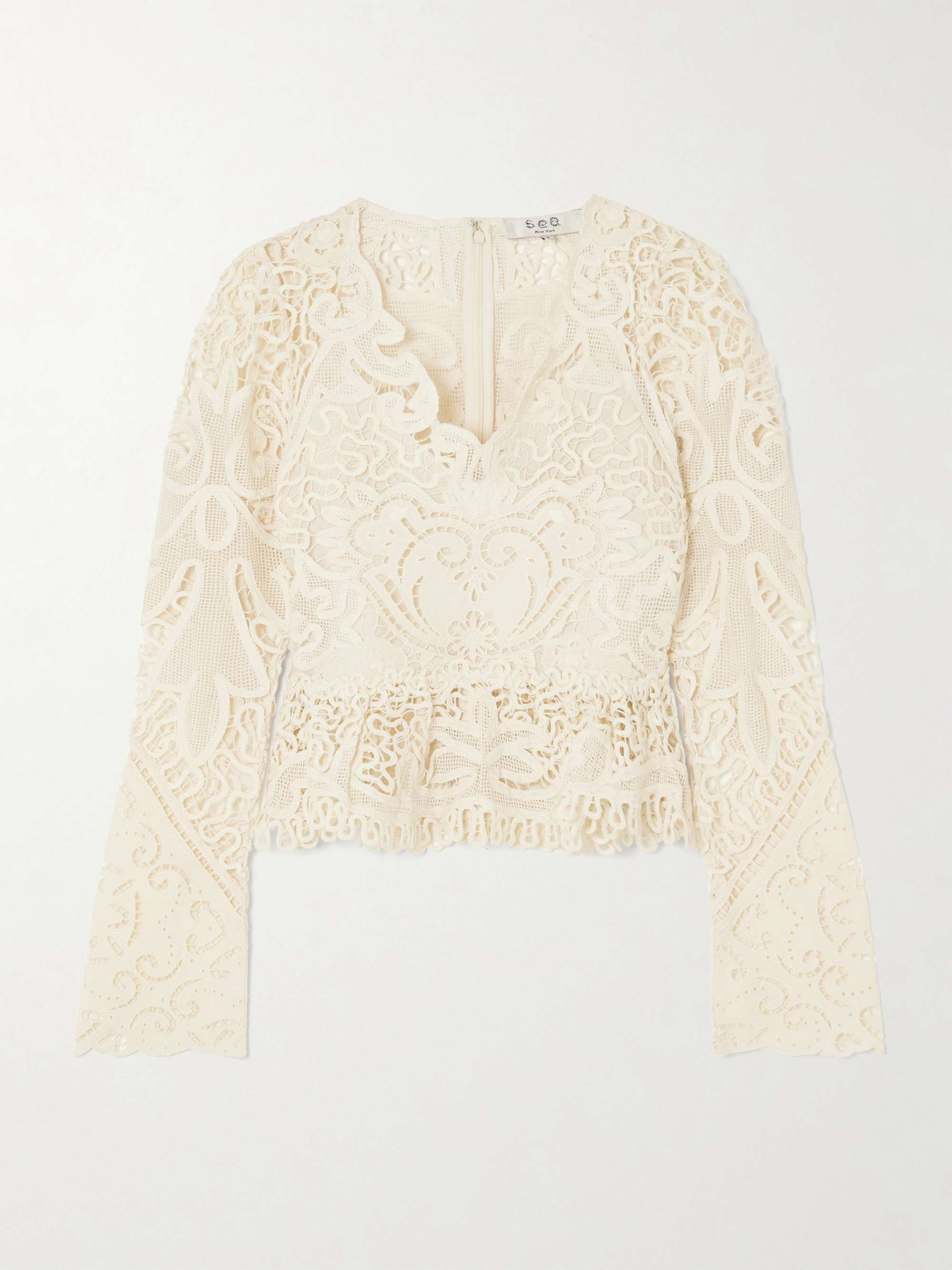 Gianna scalloped guipure lace top view