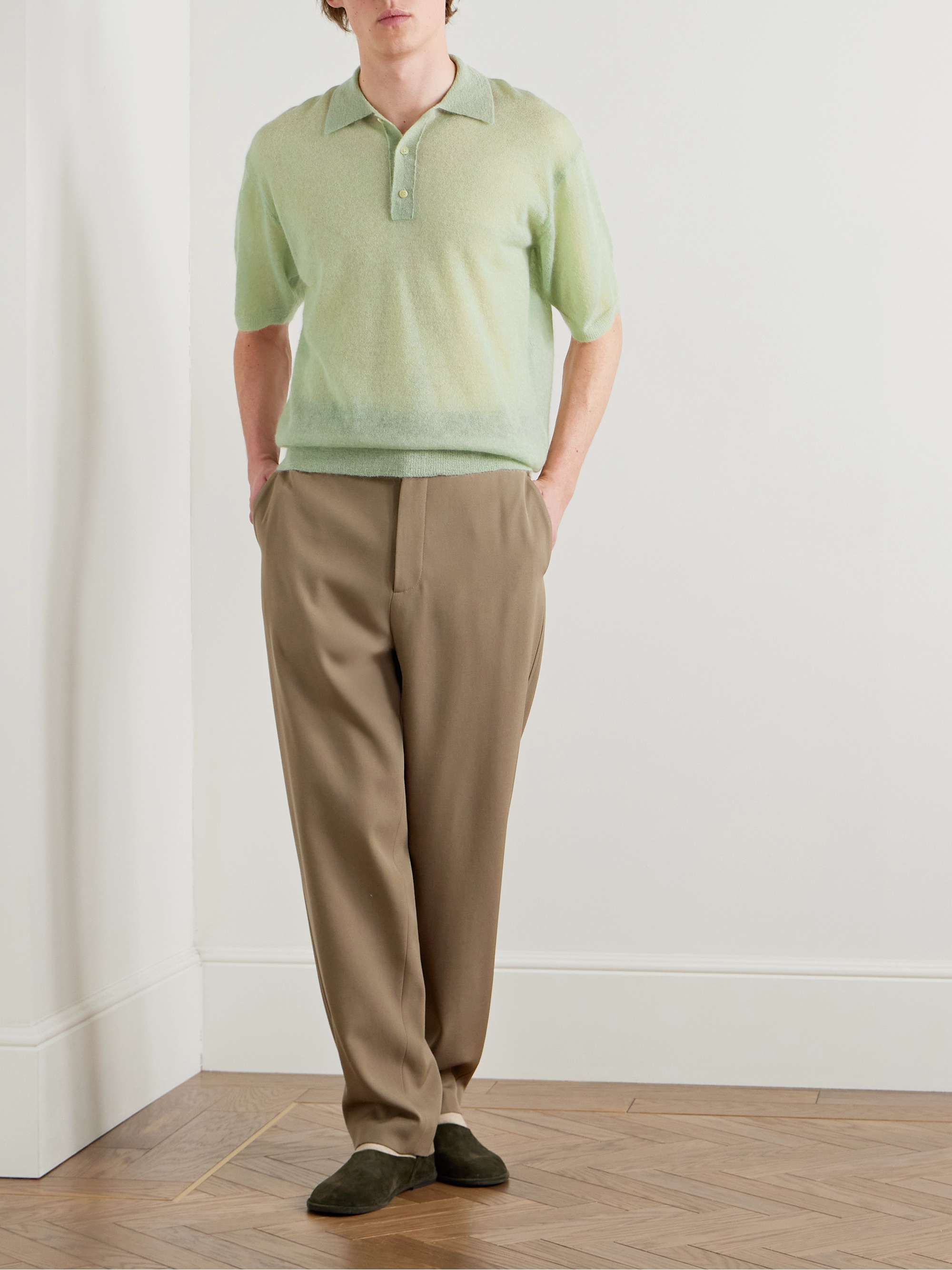 Mohair and Nylon-Blend Polo Shirt view