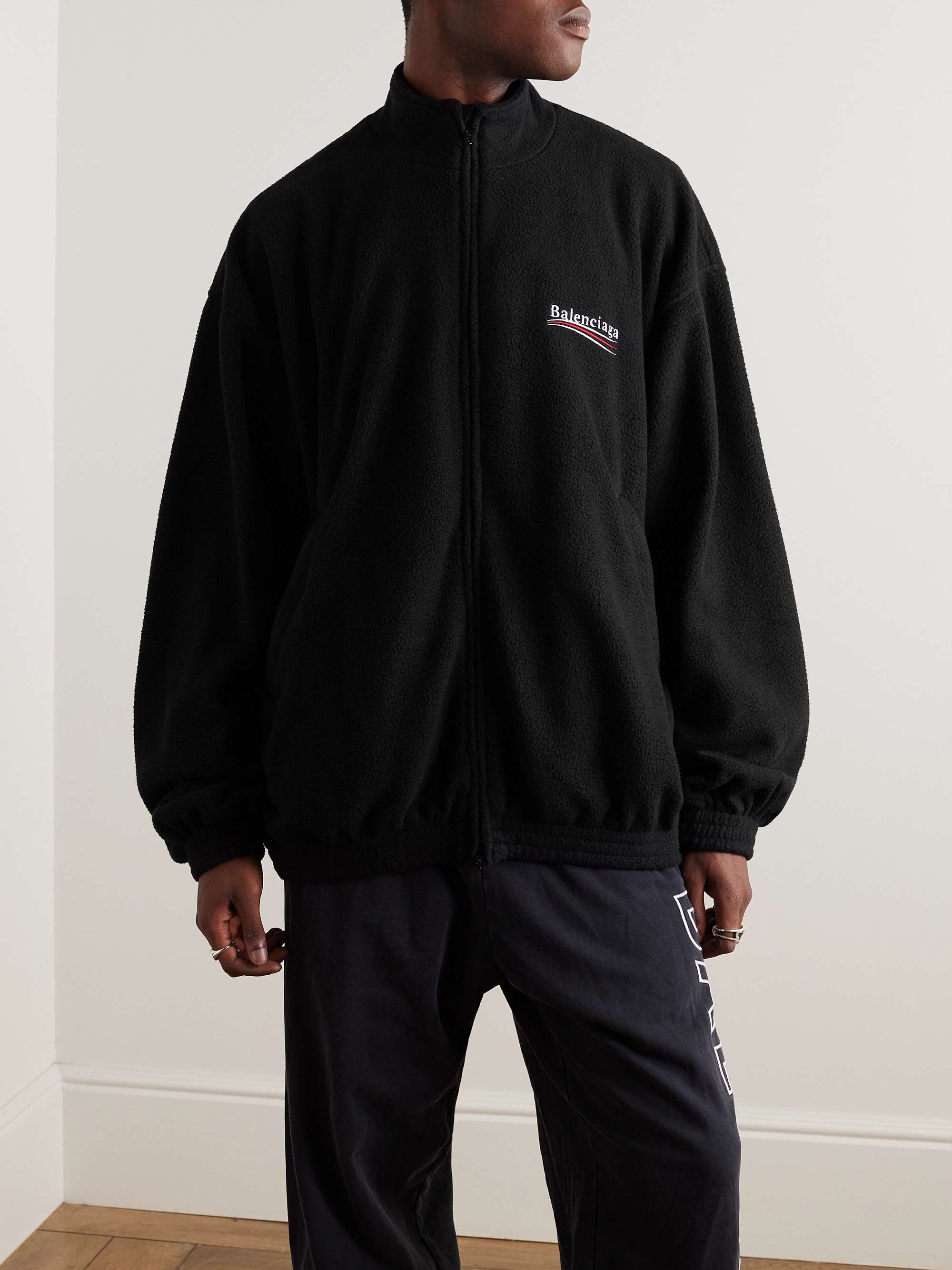 Oversized Logo-Embroidered Fleece Jacket view