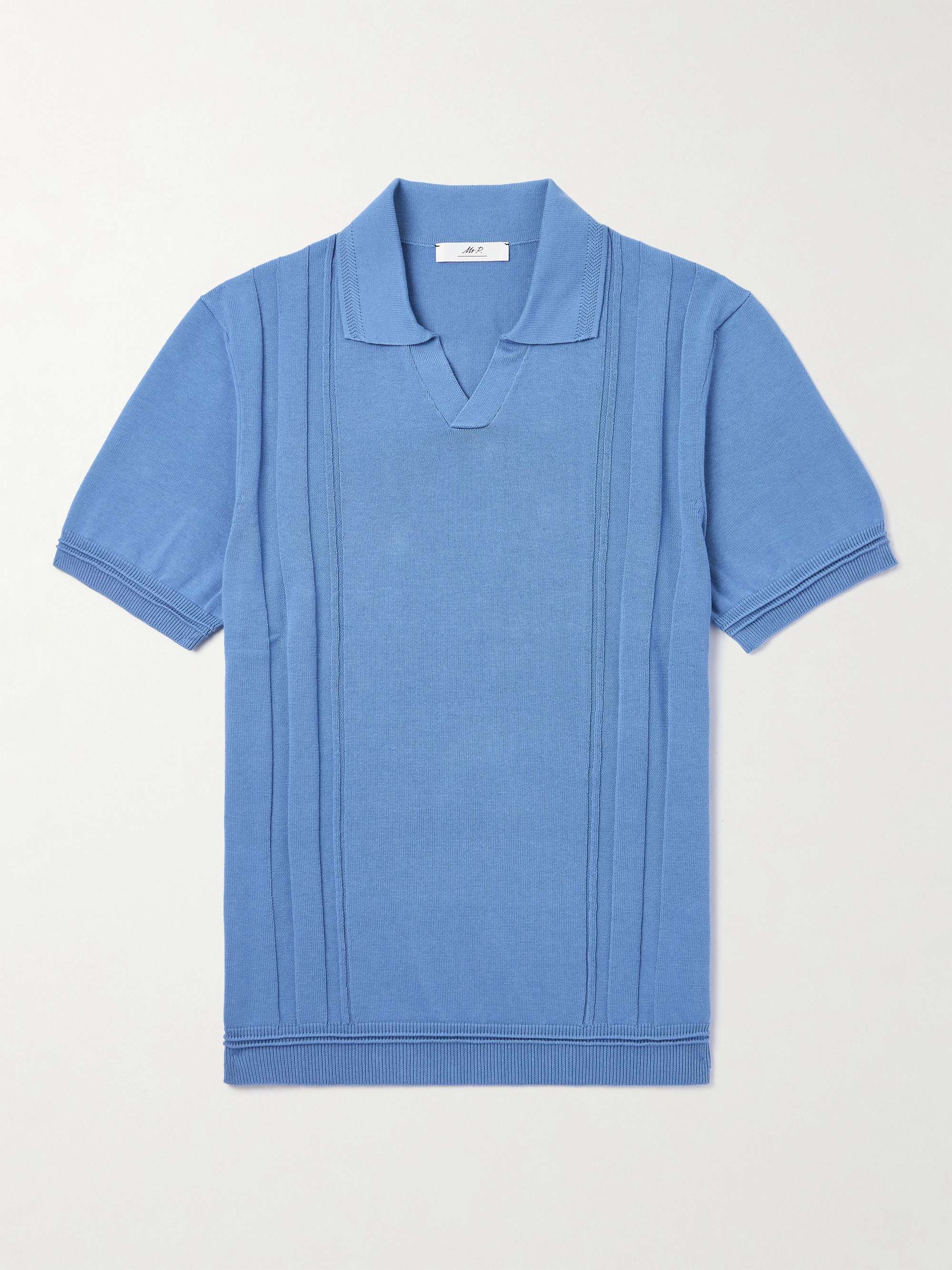 Slim-Fit Striped Merino Wool Polo Shirt view