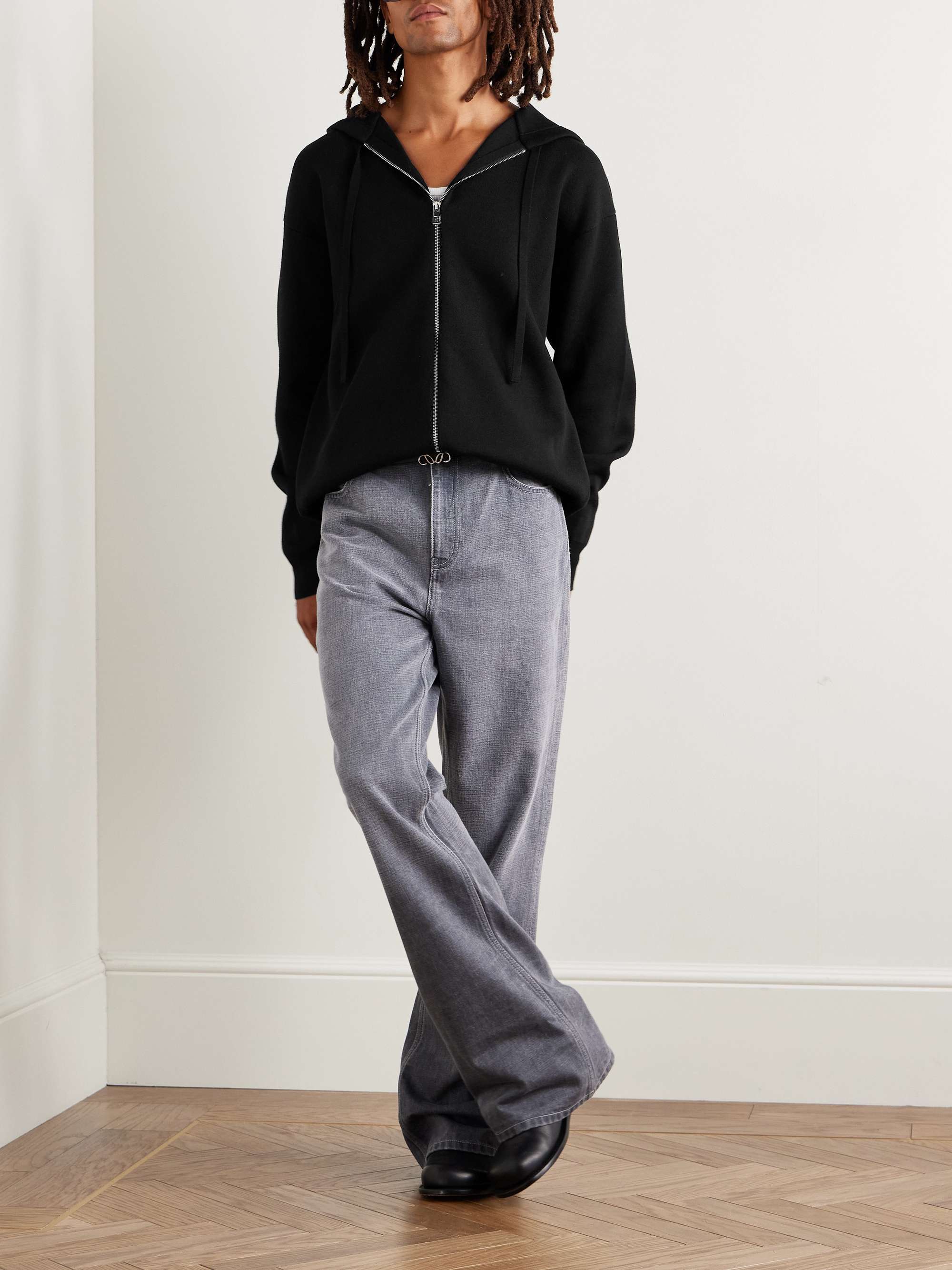 Logo-Embossed Wool-Blend Zip-Up Hoodie view