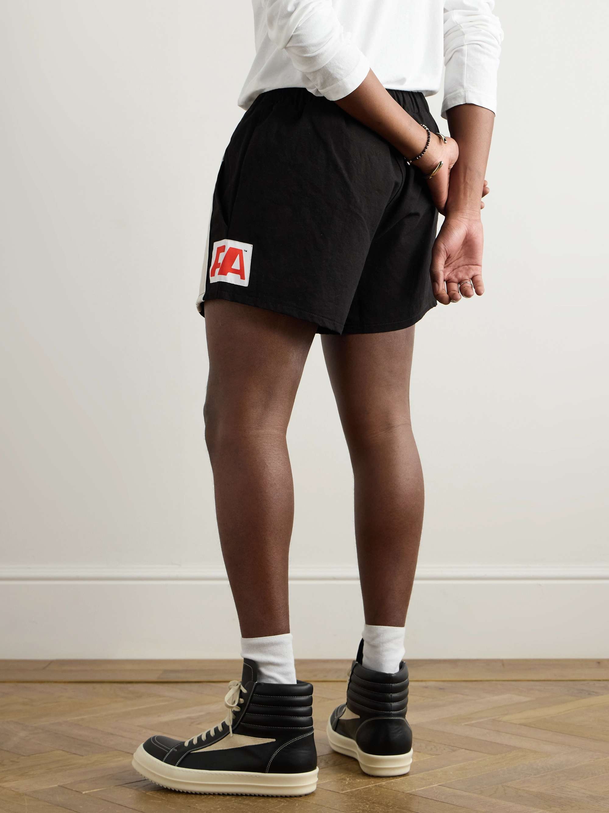 Trappist Straight-Leg Logo-Appliquéd Cotton-Canvas Drawstring Shorts view