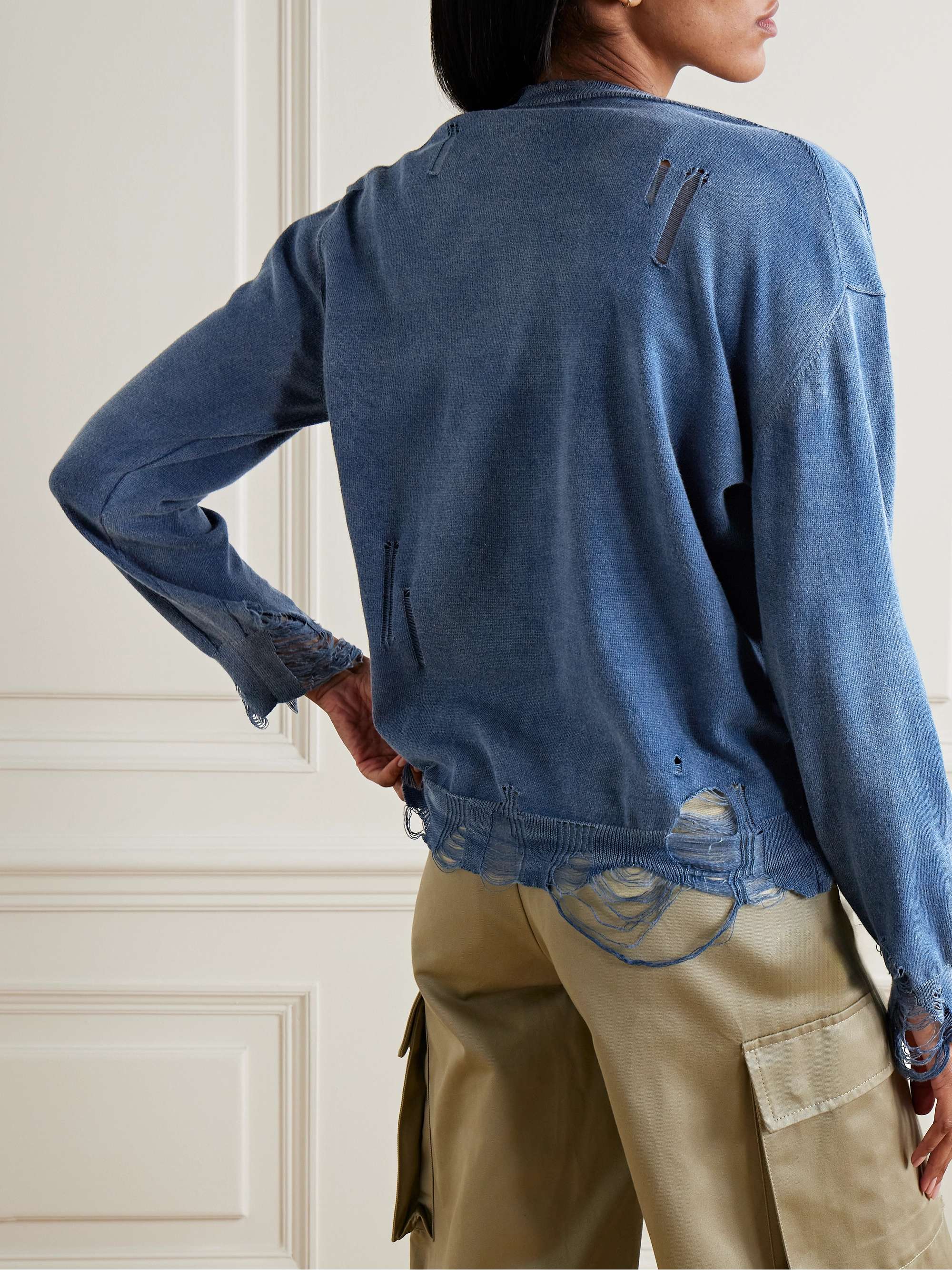 Distressed cotton cardigan view