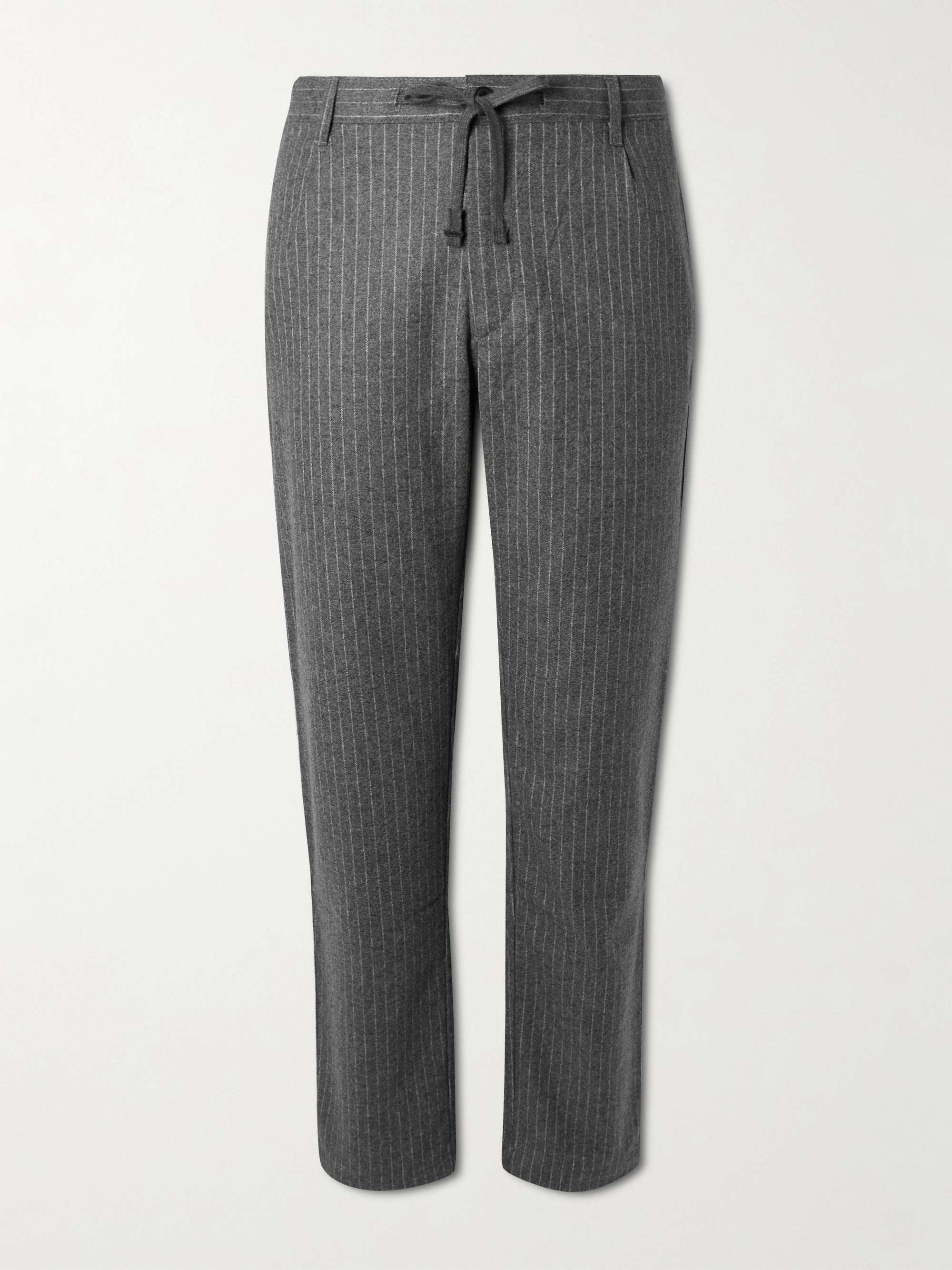Tanker Pinstriped Straight-Leg Virgin Wool-Blend Drawstring Suit Trousers view