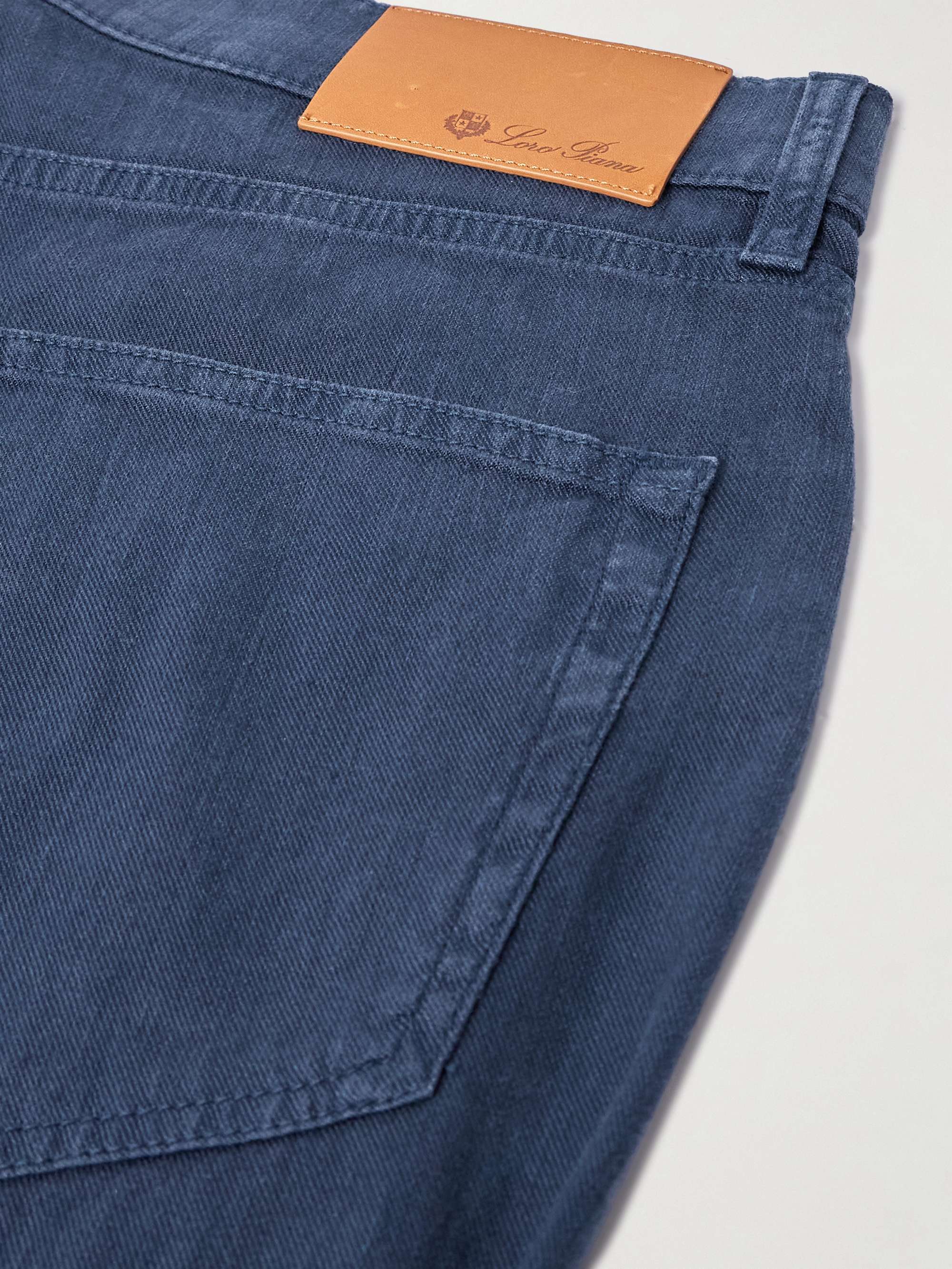Straight-Leg Stretch-Linen and Cotton-Blend Trousers view