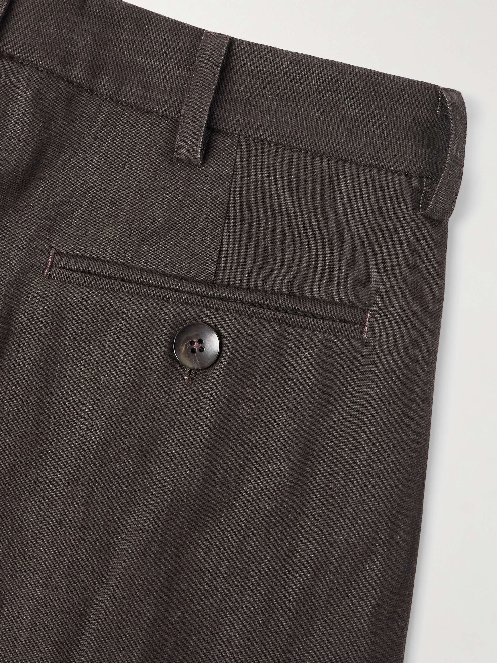 Straight-Leg Pleated Cotton-Canvas Suit Trousers view