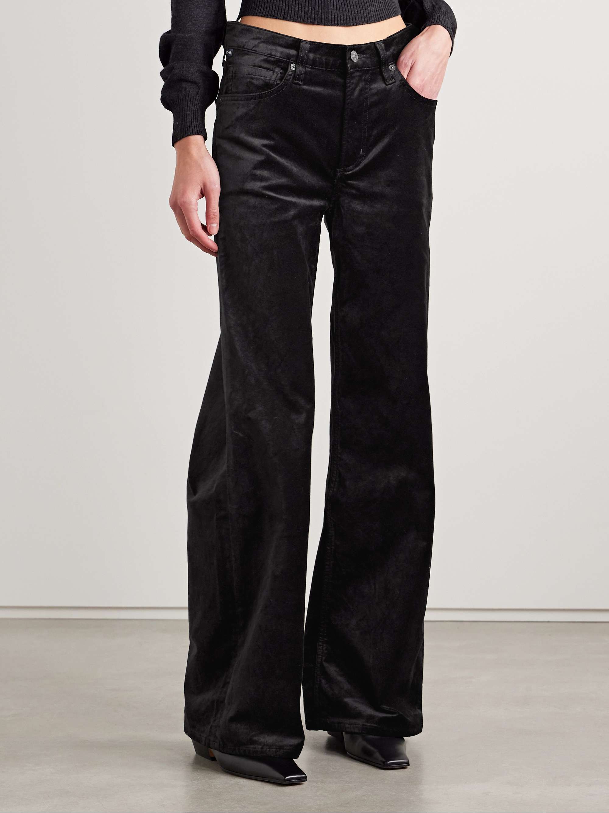 Lolli cotton-blend velvet wide-leg pants view
