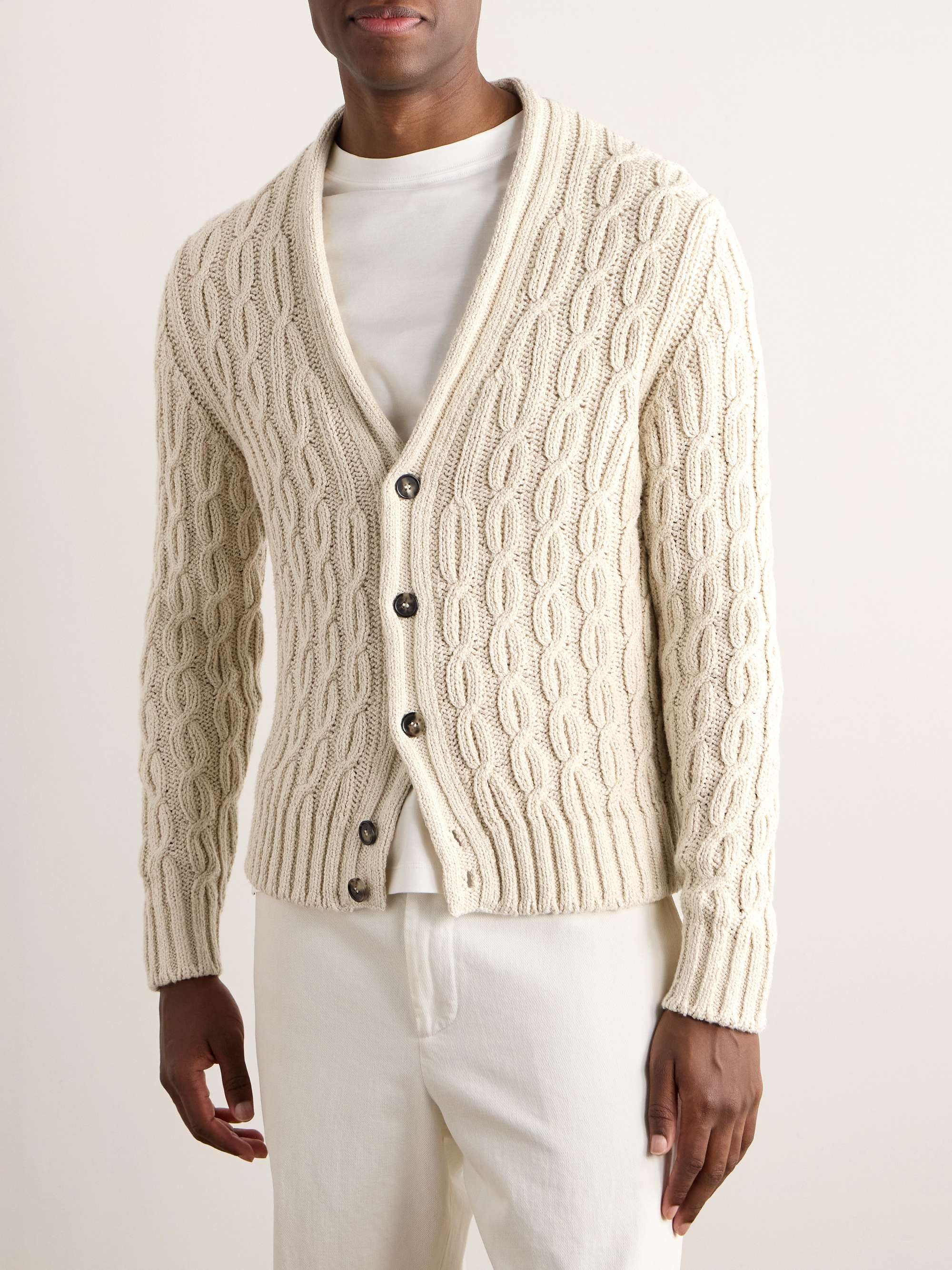 Slim-Fit Cable-Knit Cotton Cardigan view