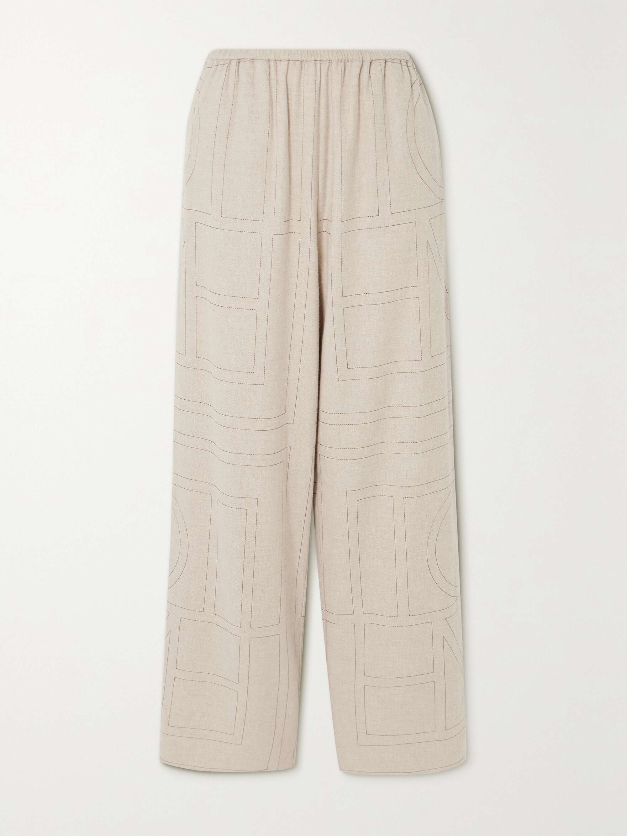 + NET SUSTAIN embroidered LENZING™ Modal-flannel wide-leg pants view