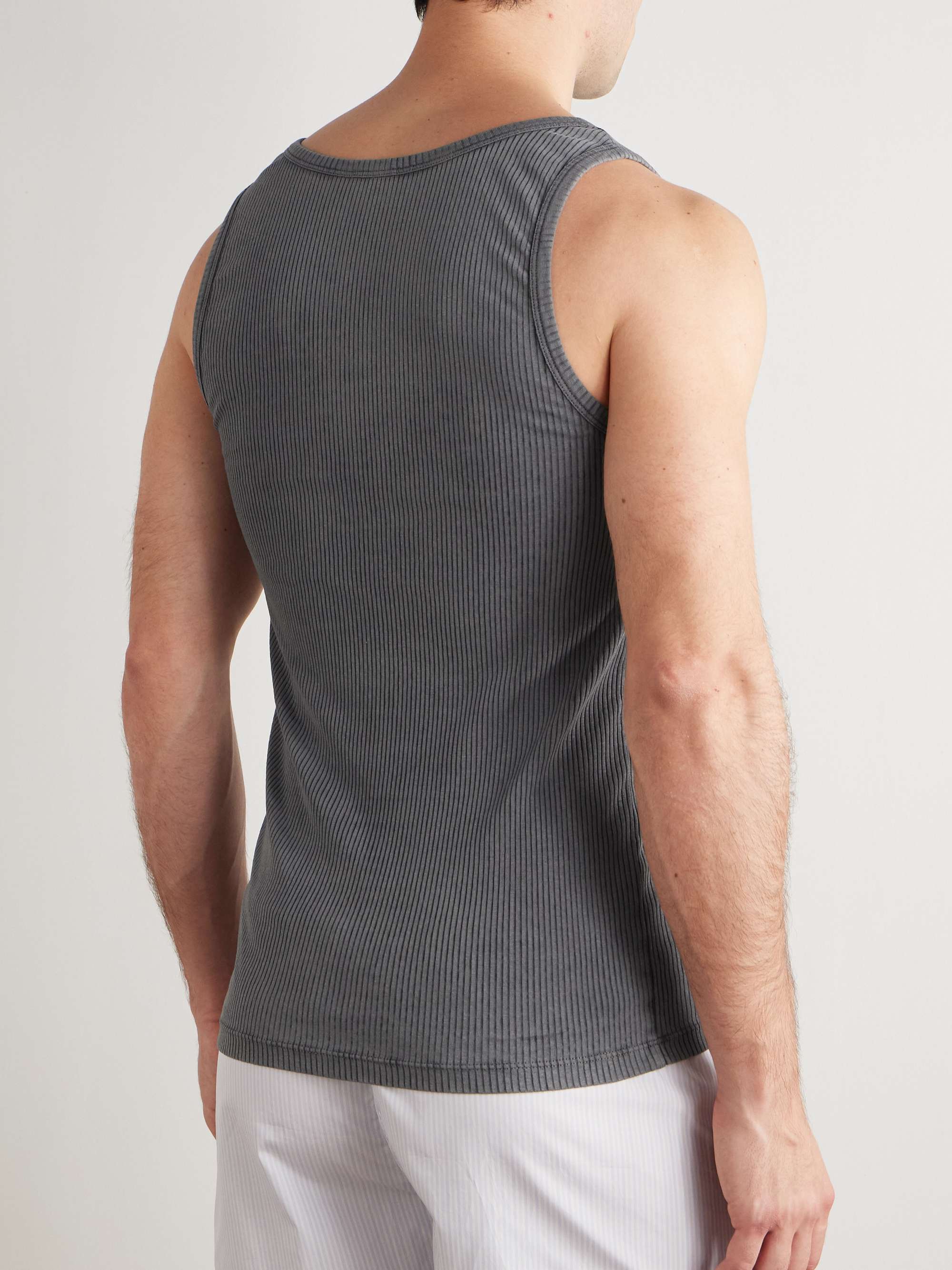 Ribbed Stretch Cotton and Linen-Blend Tank Top view