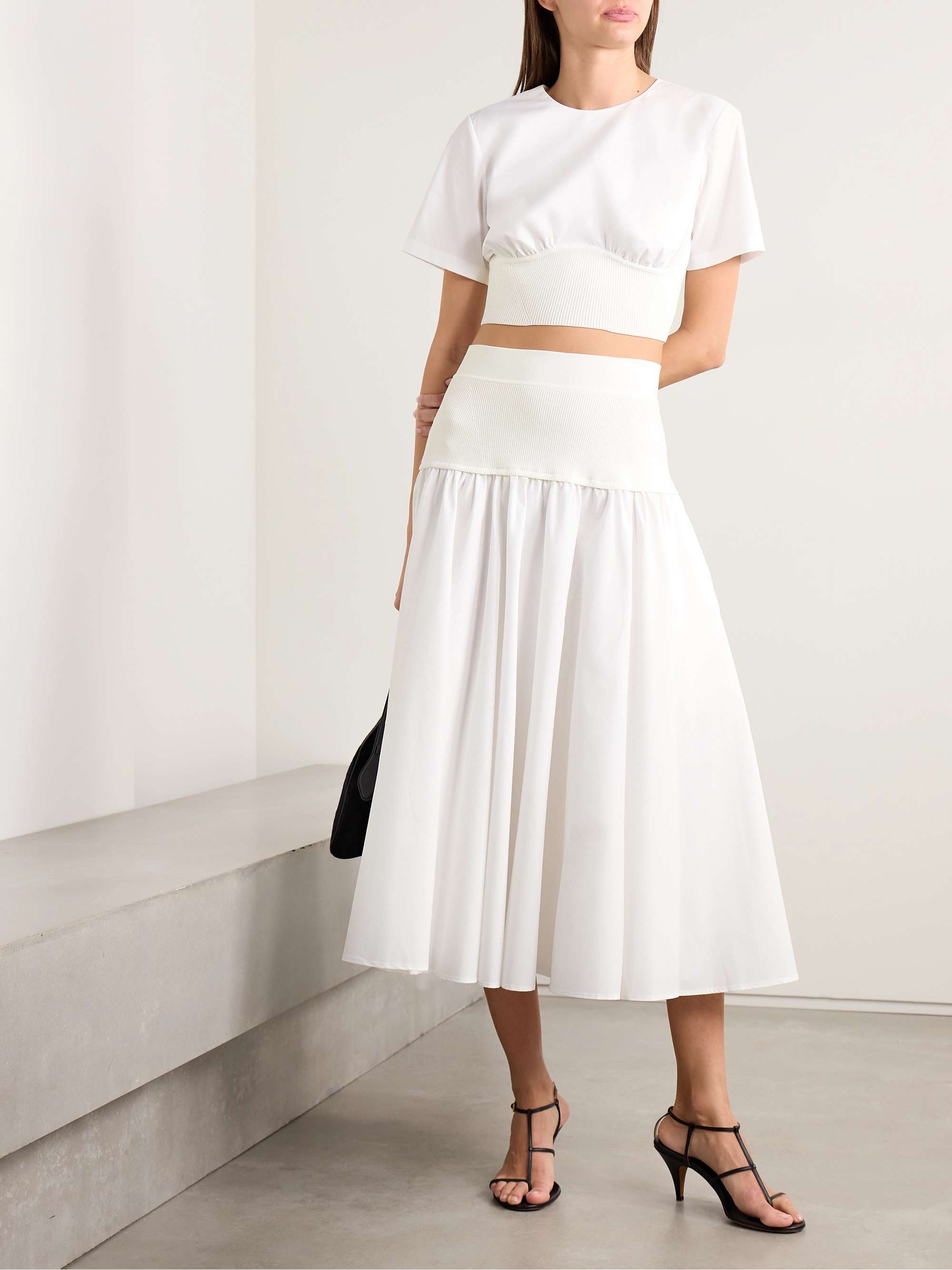 Adair cropped paneled cotton-blend poplin top view
