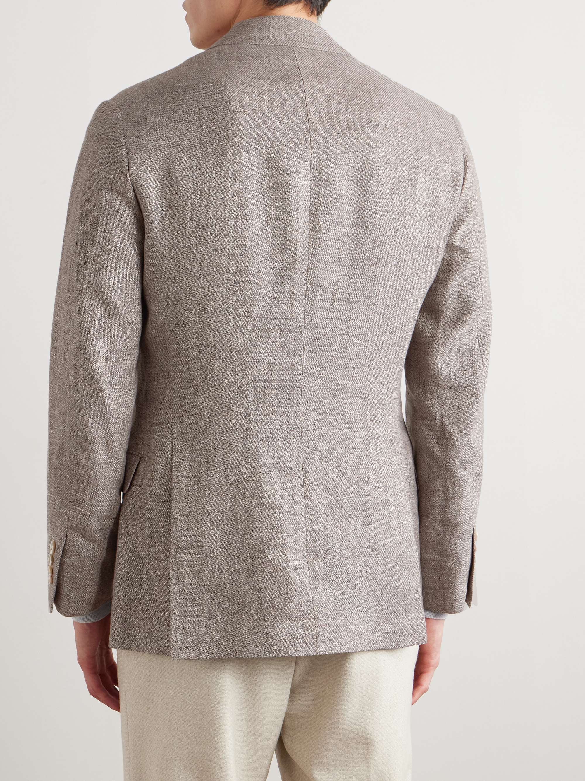 Double-Breasted Linen, Wool and Silk-Blend Hopsack Blazer view