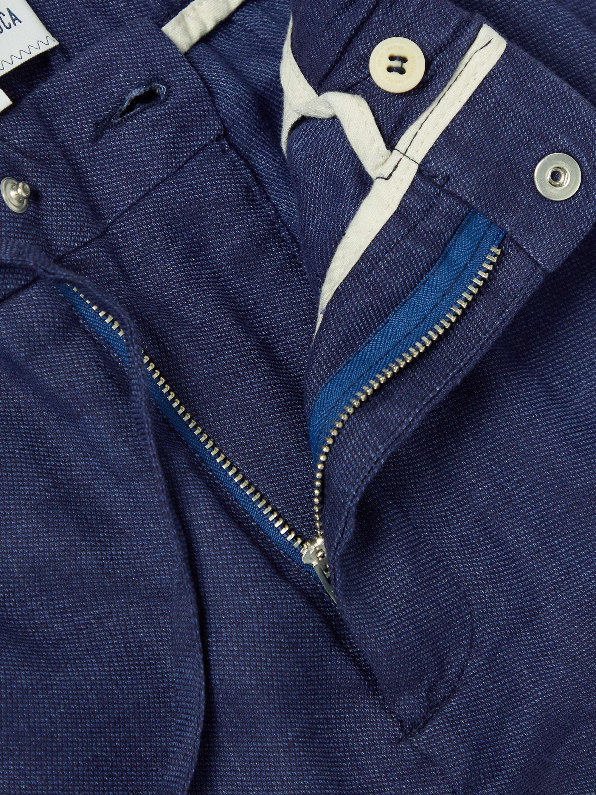 Oscar Straight-Leg Linen and Cotton-Blend Drawstring Trousers view