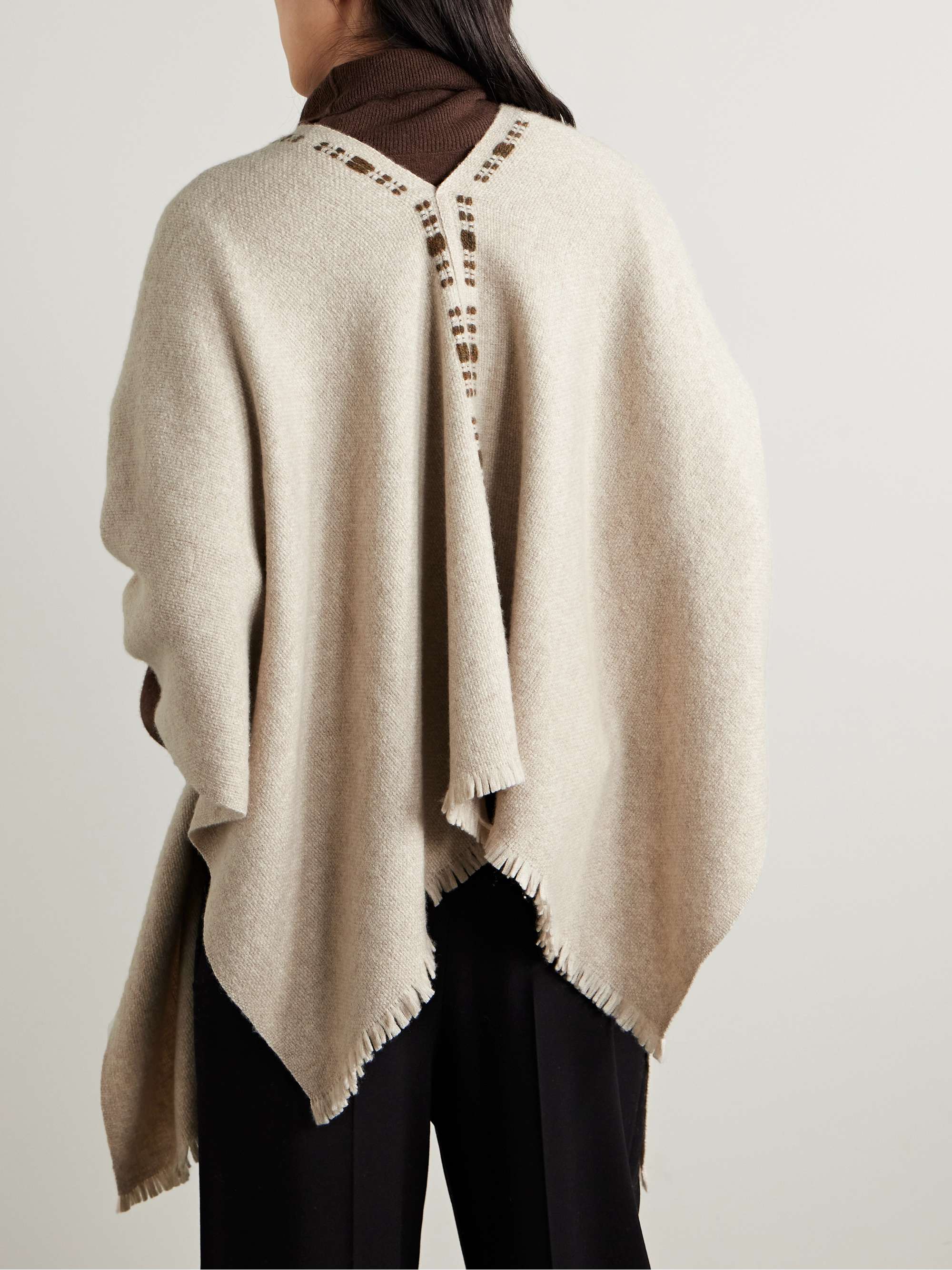Frayed cashmere and silk-blend poncho view