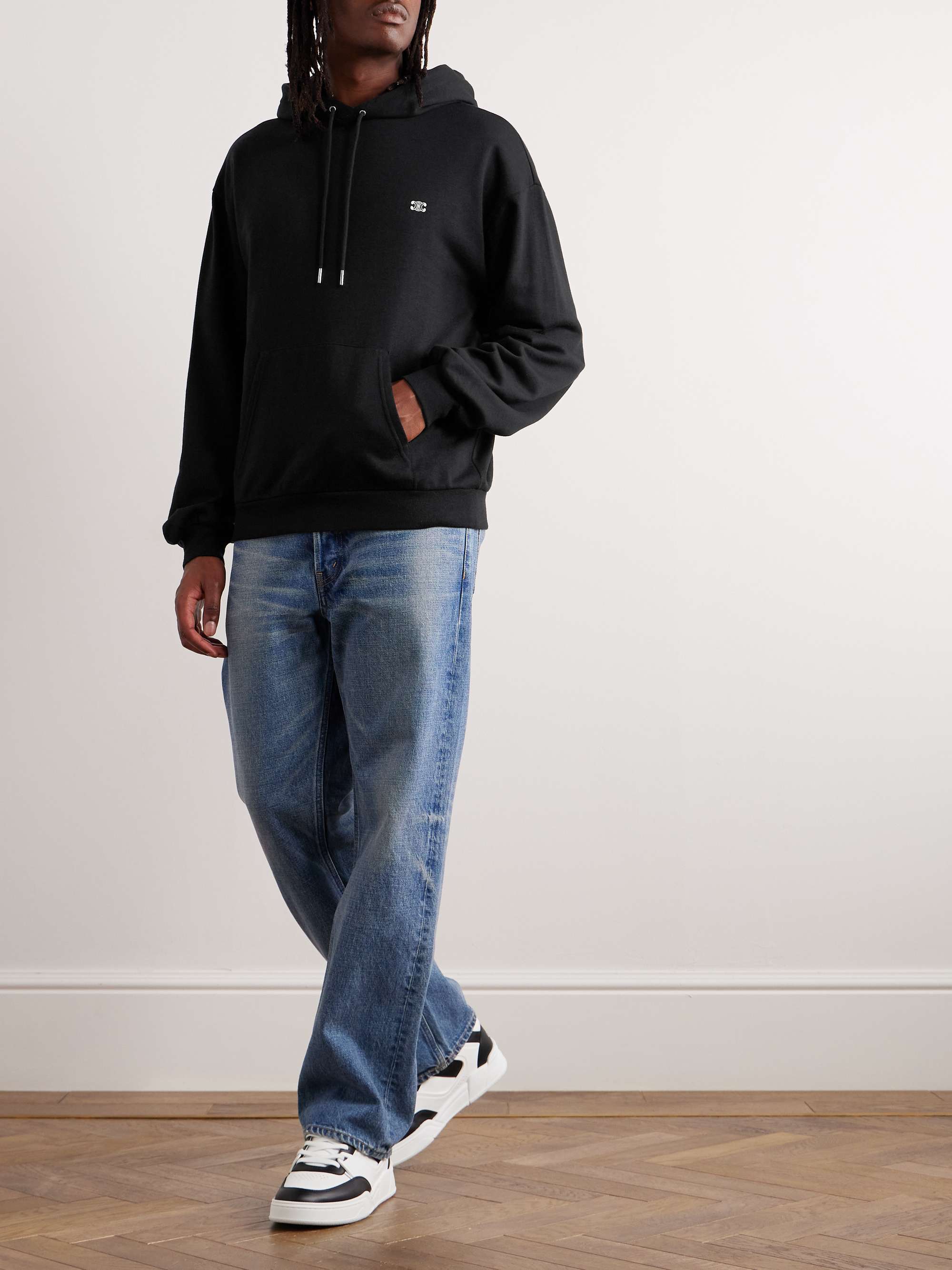 Logo-Embroidered Cotton and Cashmere-Blend Hoodie view