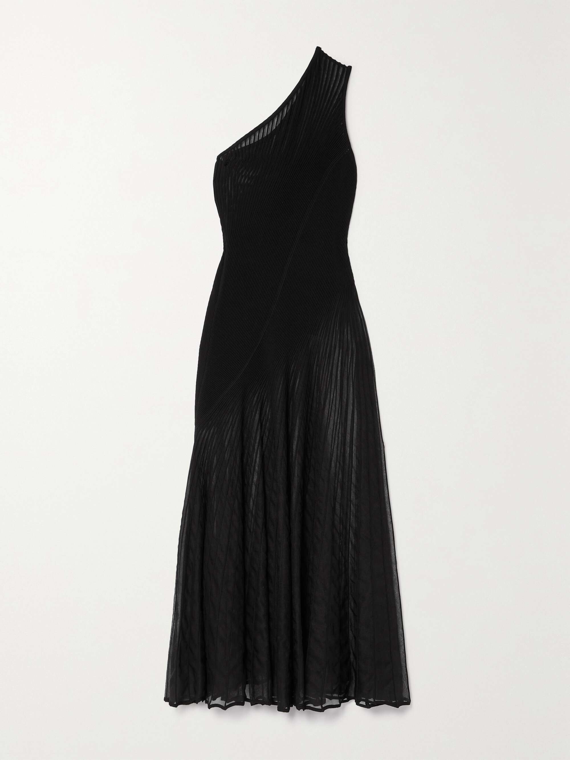 Archetypes asymmetric one-shoulder ribbed-knit midi dress view