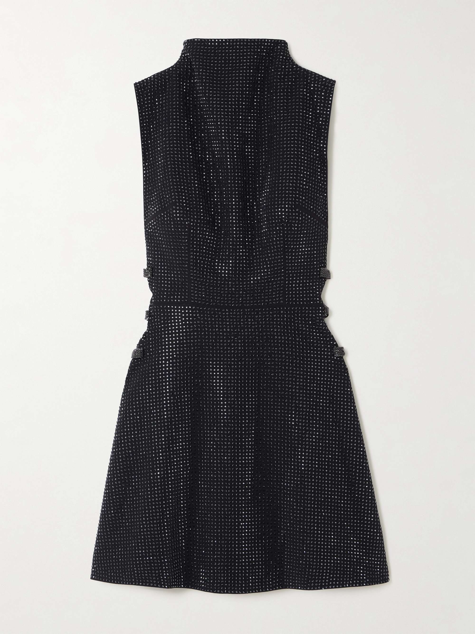 Bow and crystal-embellished crepe turtleneck mini dress view