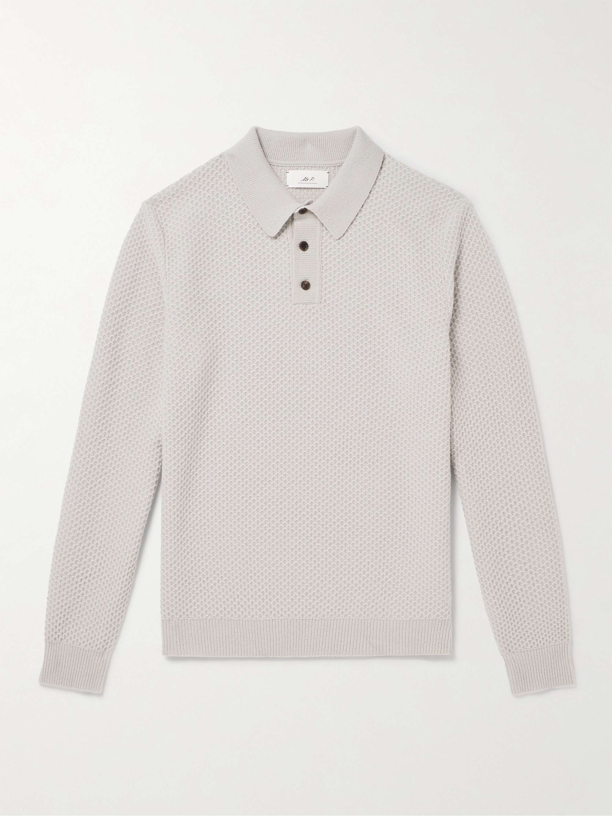 Honeycomb-Knit Wool Polo Shirt view
