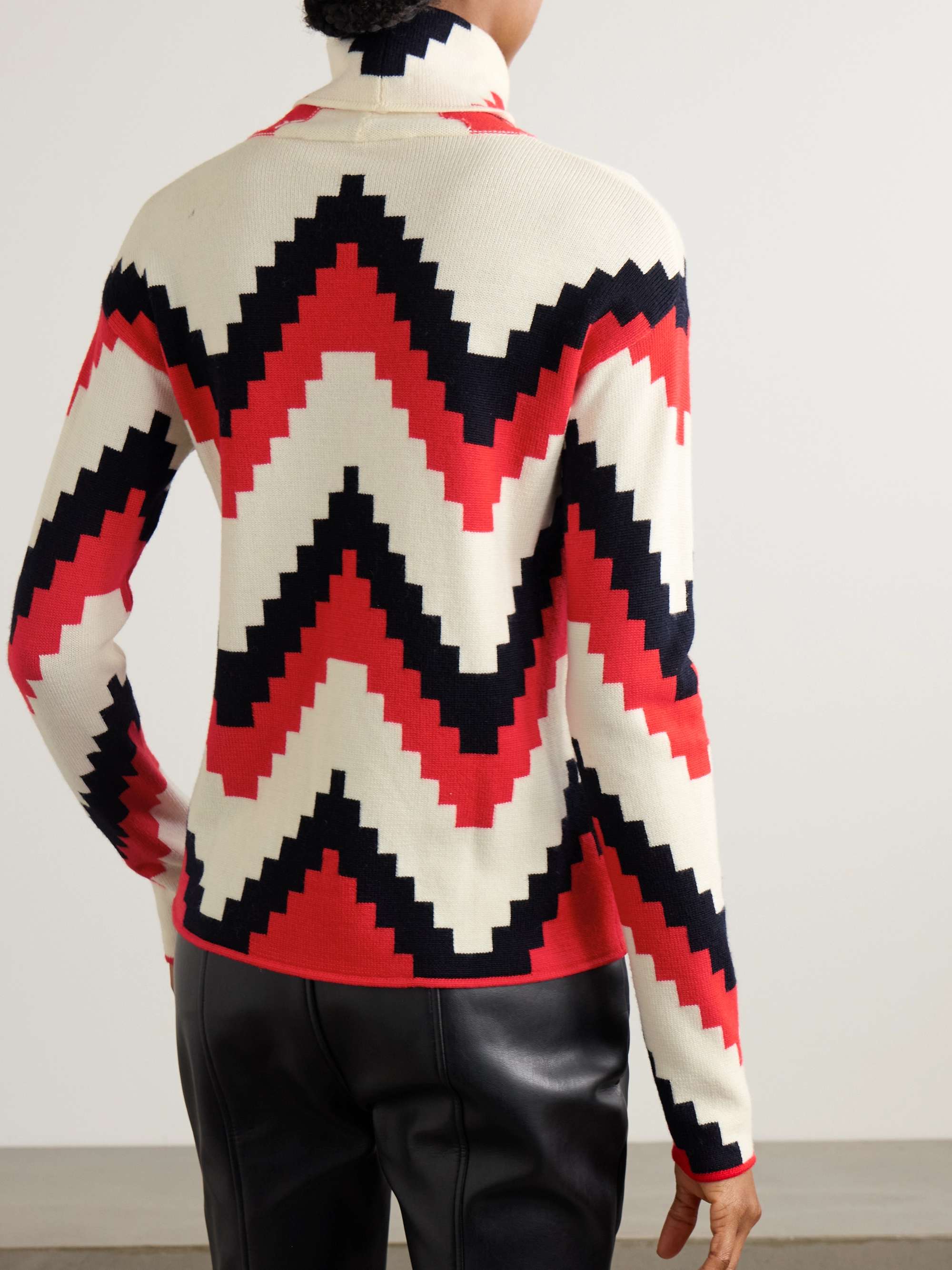 Intarsia merino wool turtleneck sweater view