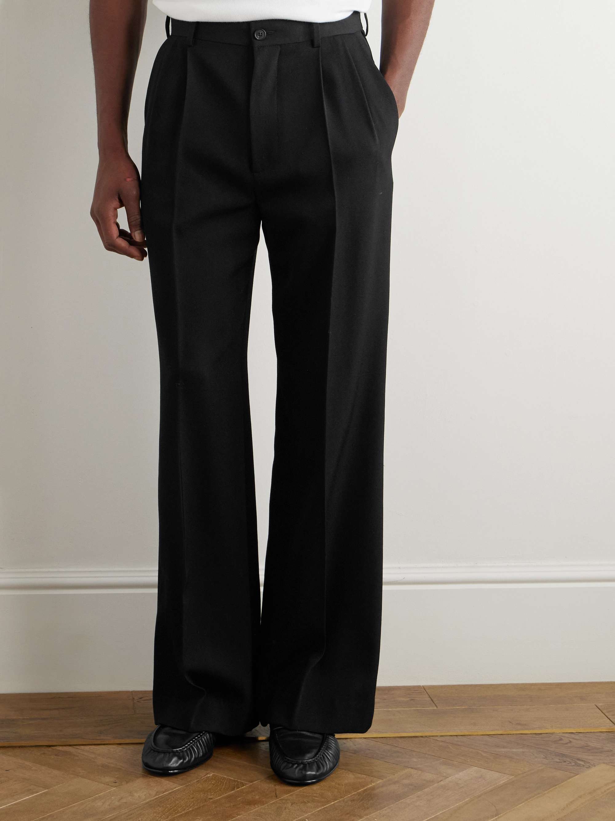 Holl Wide-Leg Pleated Grain de Poudre Wool Trousers view