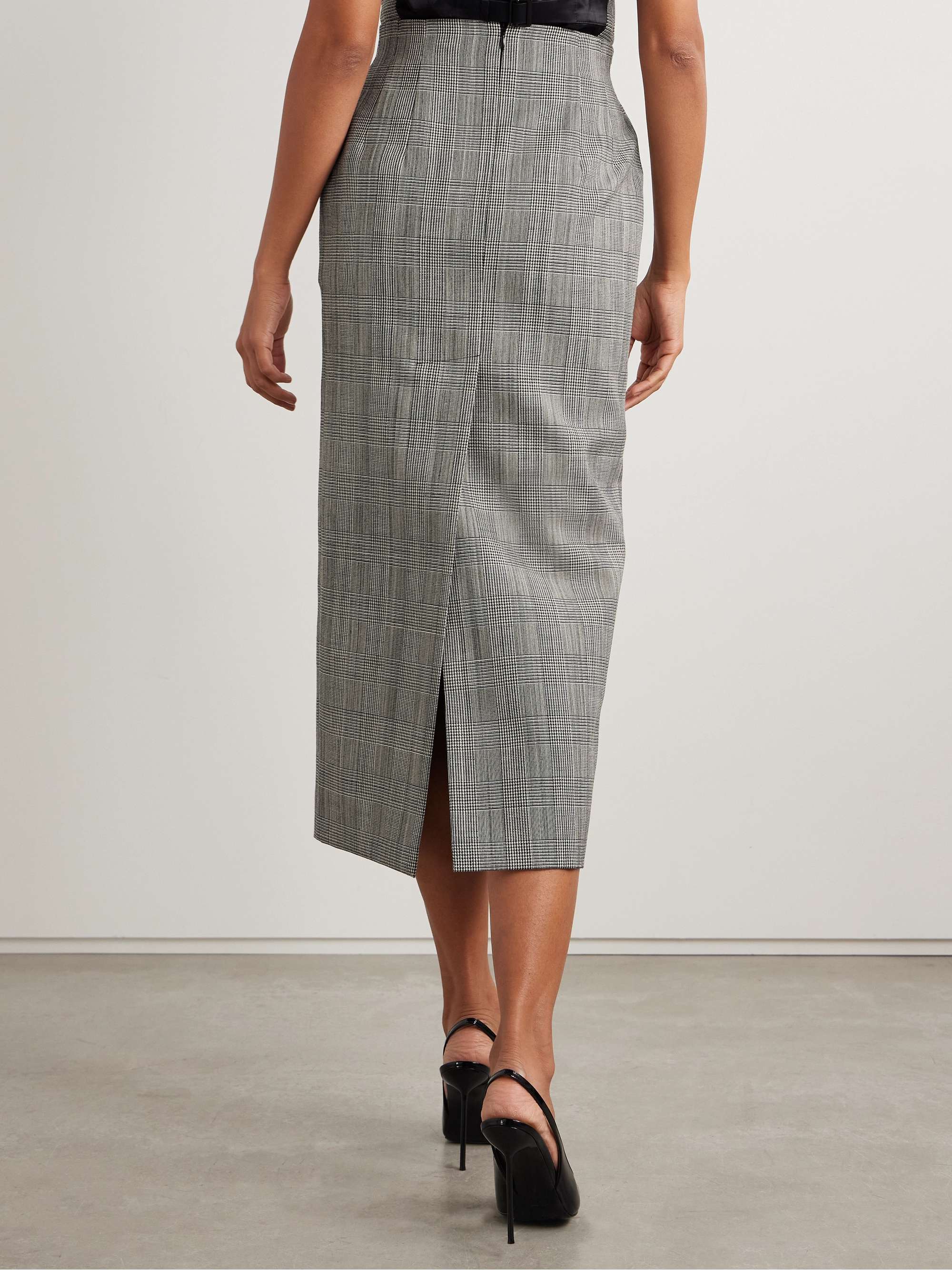 Prince of Wales checked wool midi skirt view
