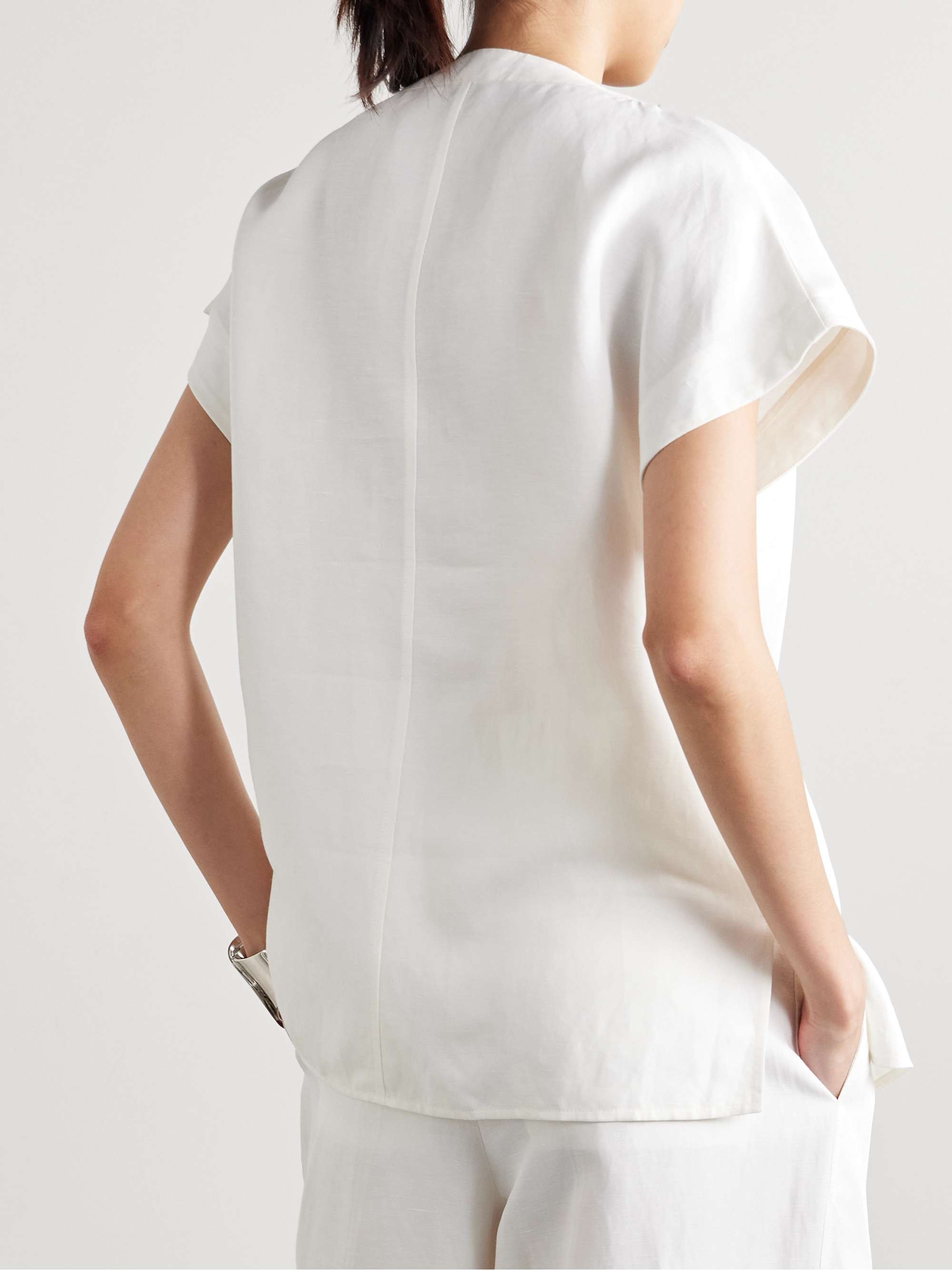 Zion button-detailed poplin top view