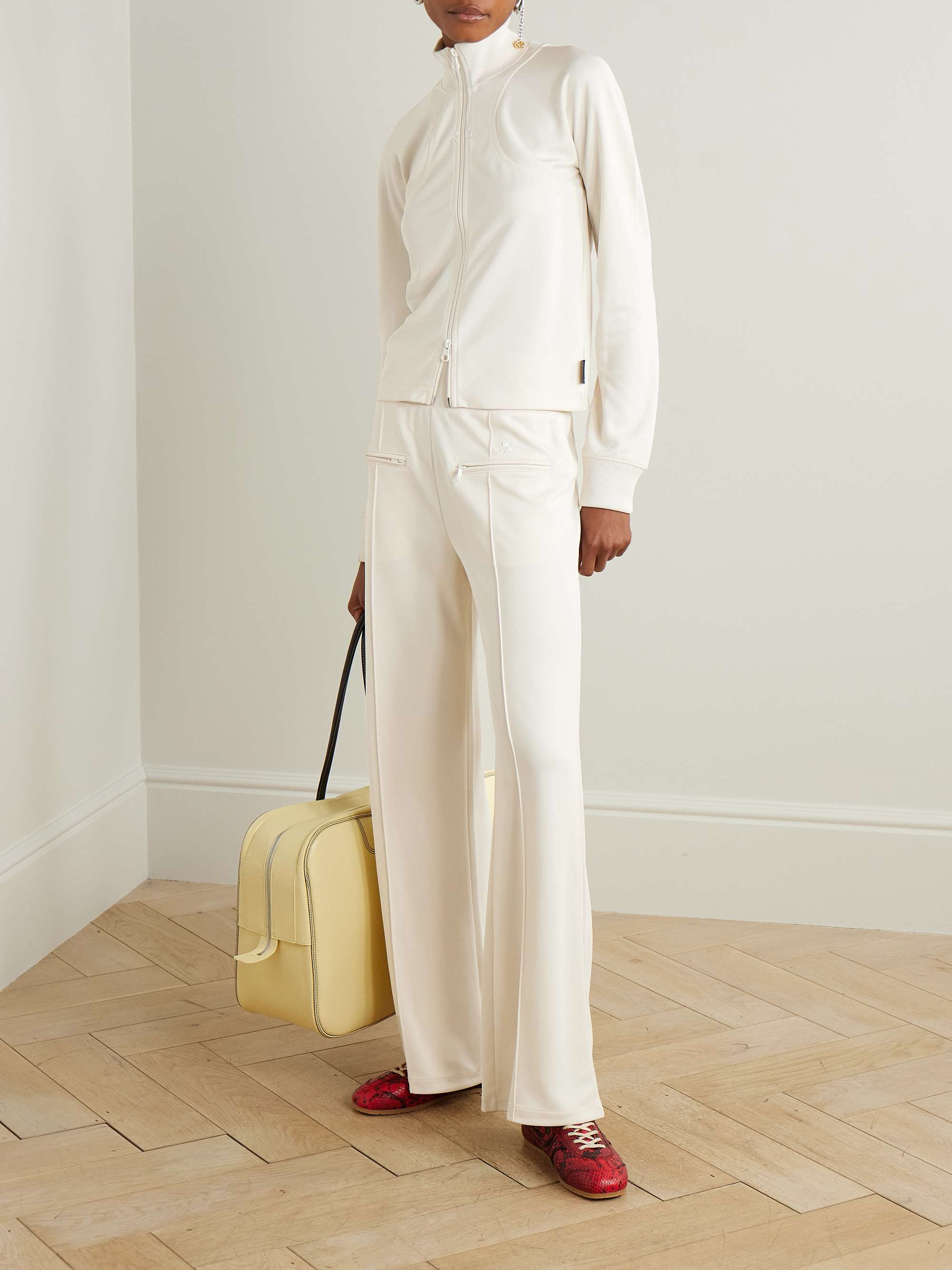 Interlock appliquéd jersey wide-leg track pants view