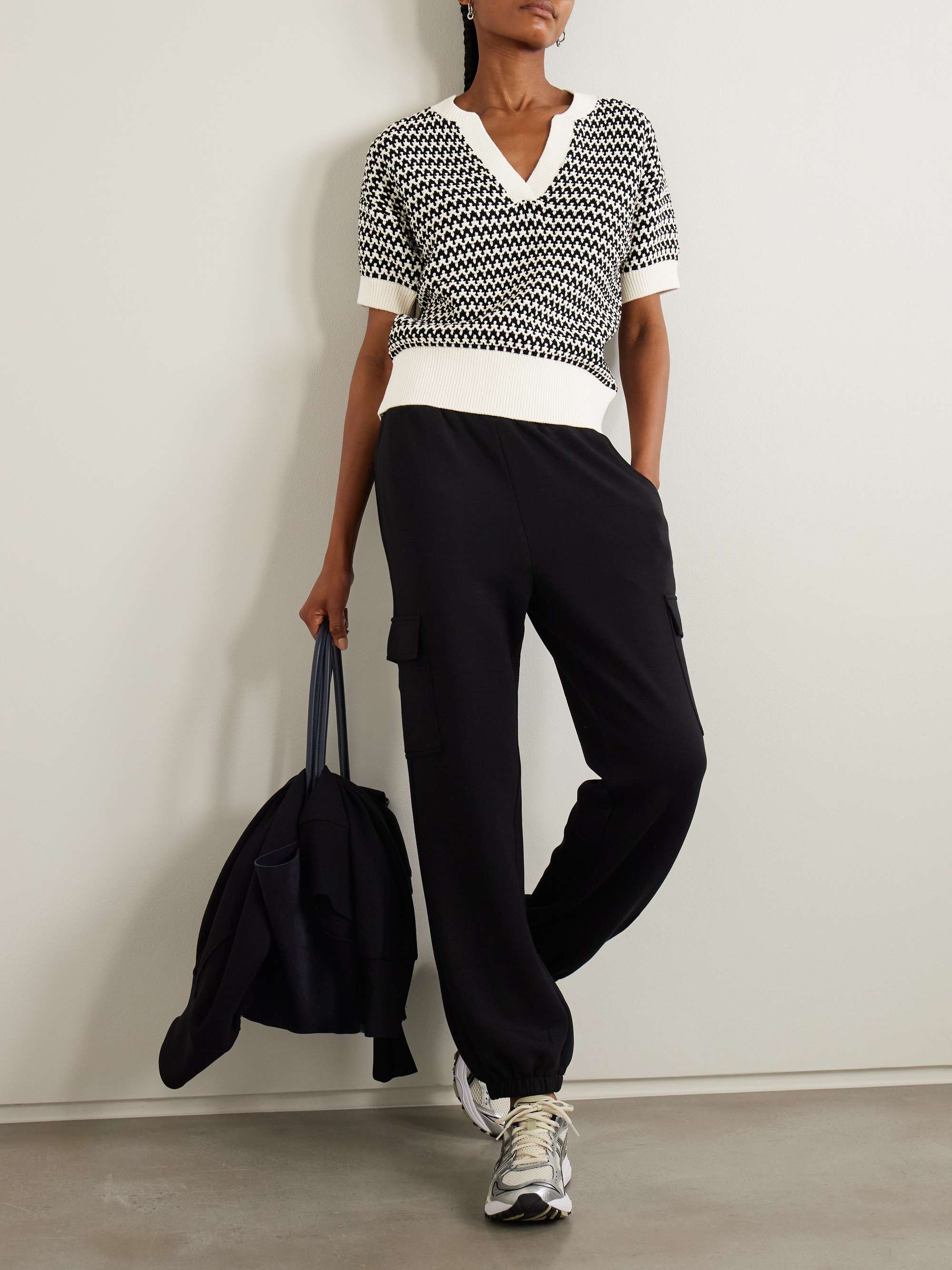Dora striped textured-knit cotton top view